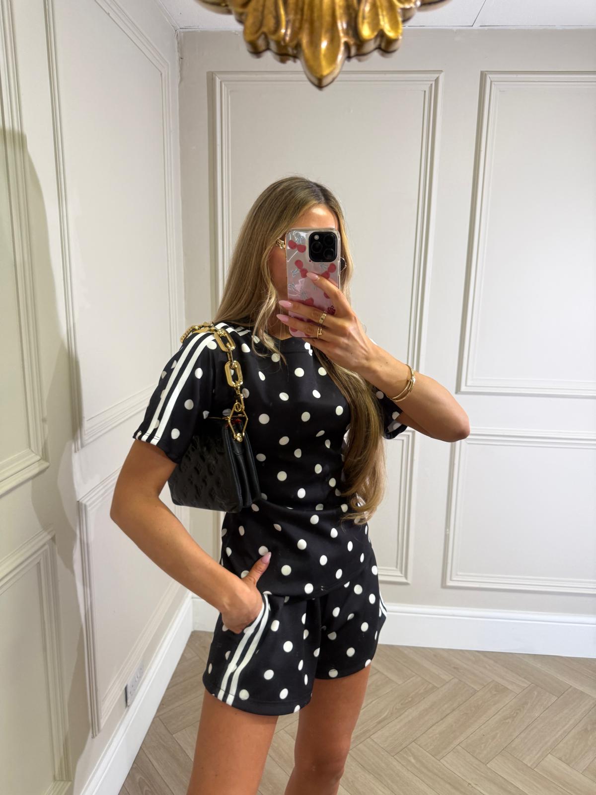 Spot tshirt short set - black