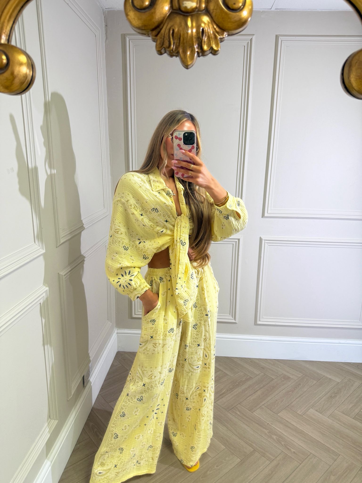 Bandana linen trouser set - yellow