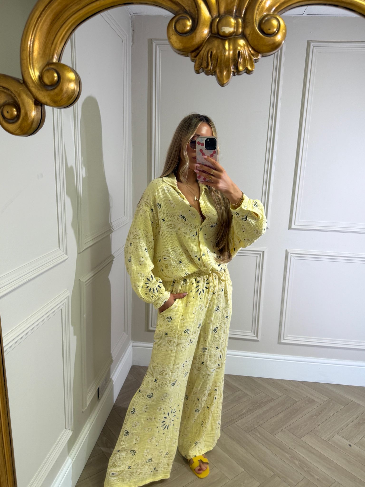 Bandana linen trouser set - yellow