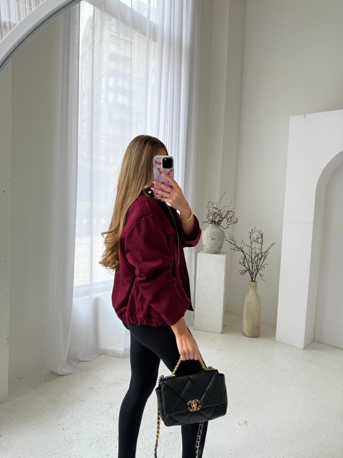 Pocket suede jacket - wine