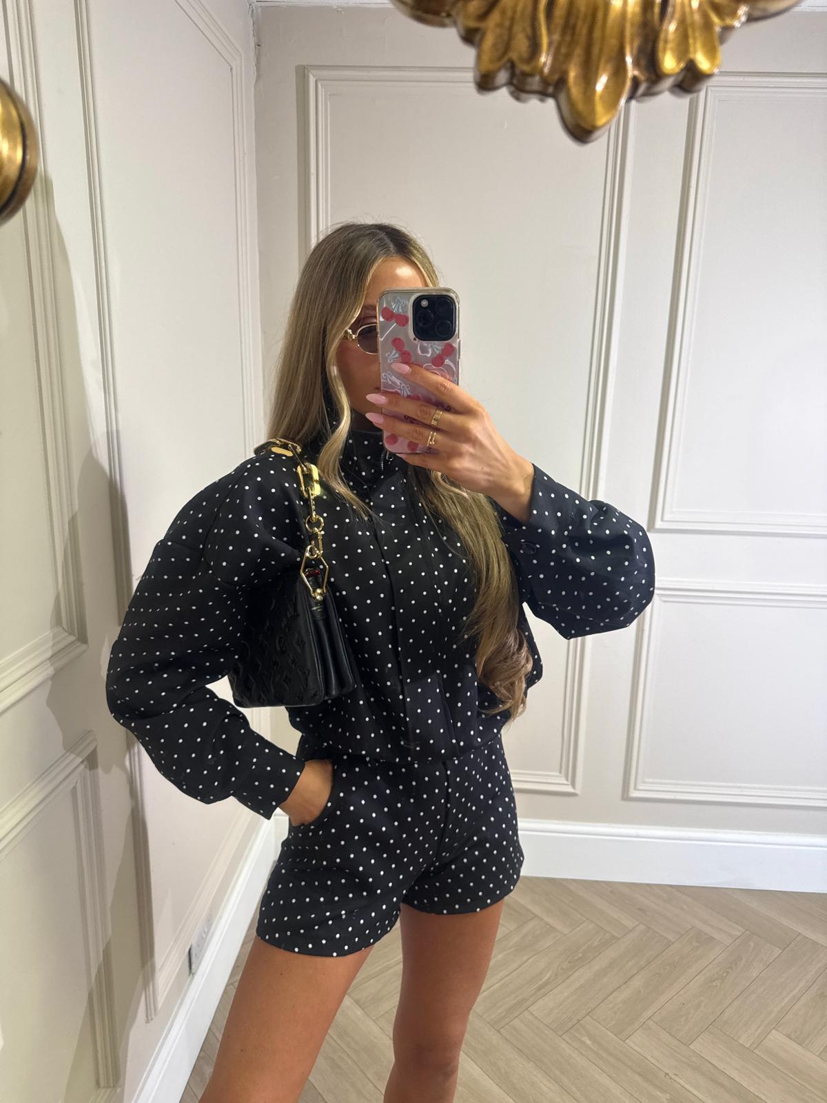 Polka dot jacket set - black PRE ORDER