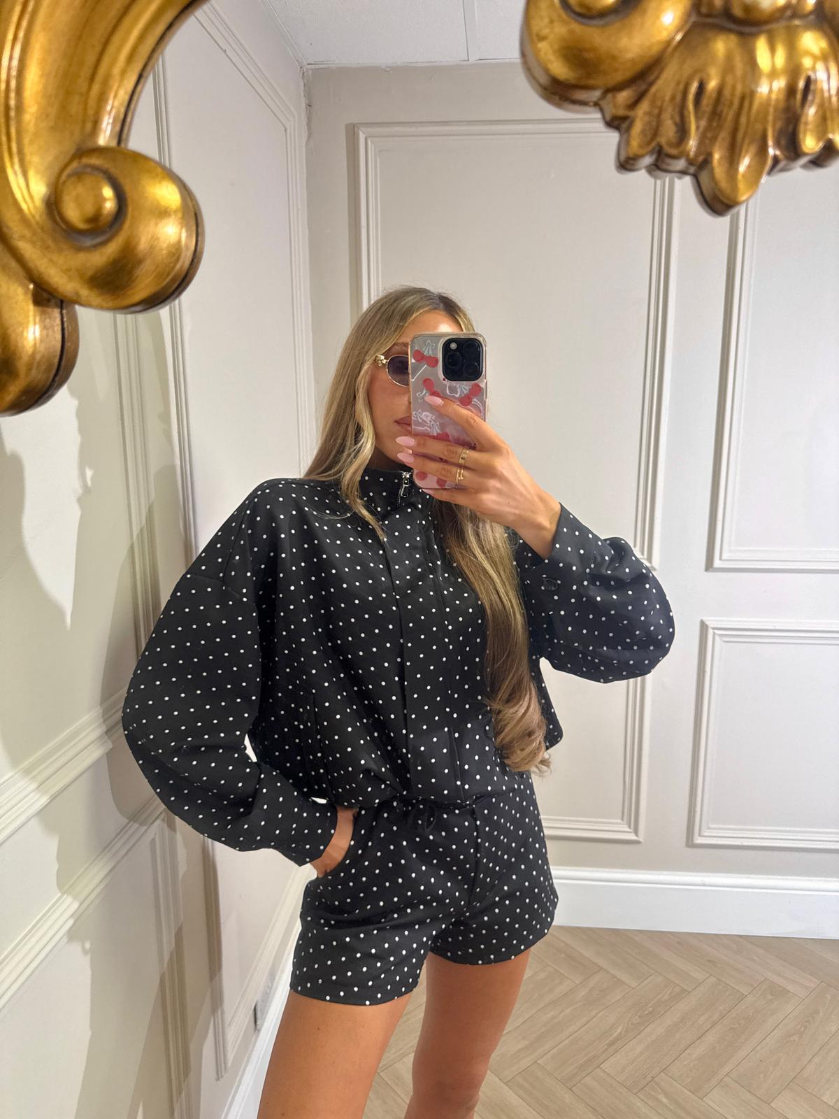 Polka dot jacket set - black PRE ORDER