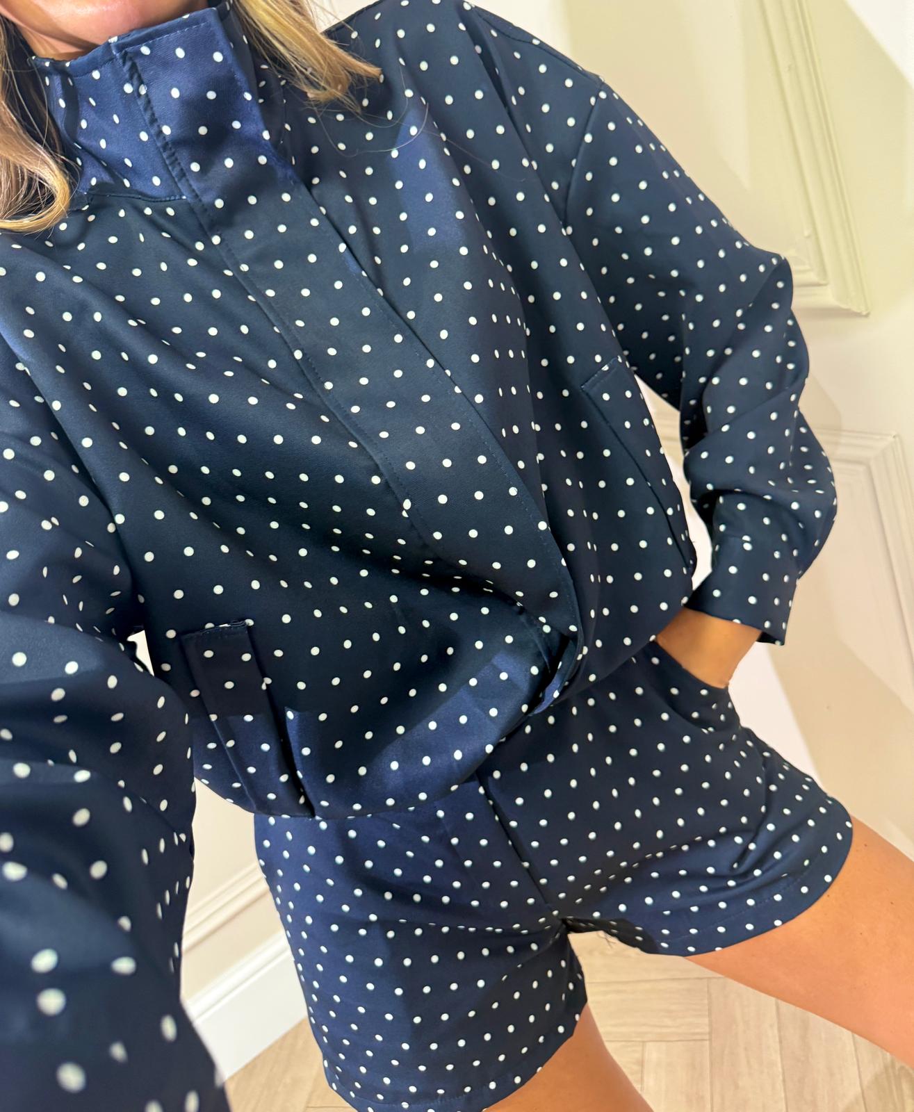 Polka dot jacket set - navy