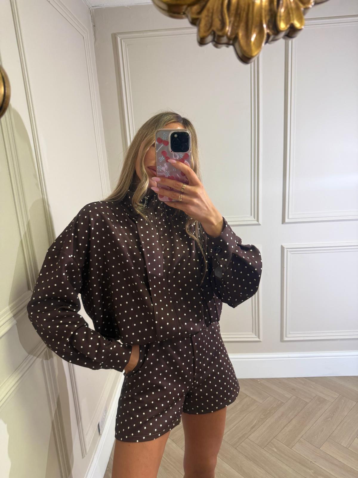 Polka dot jacket set - brown PRE ORDER