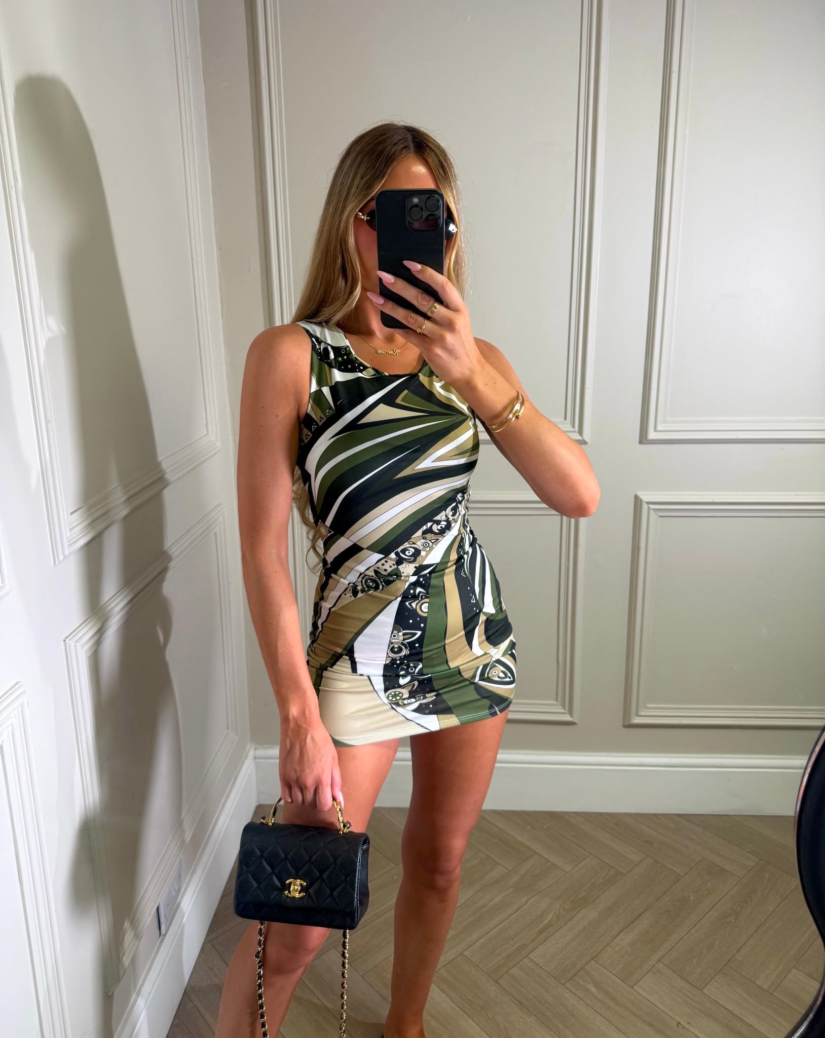 Serafina printed dress - khaki