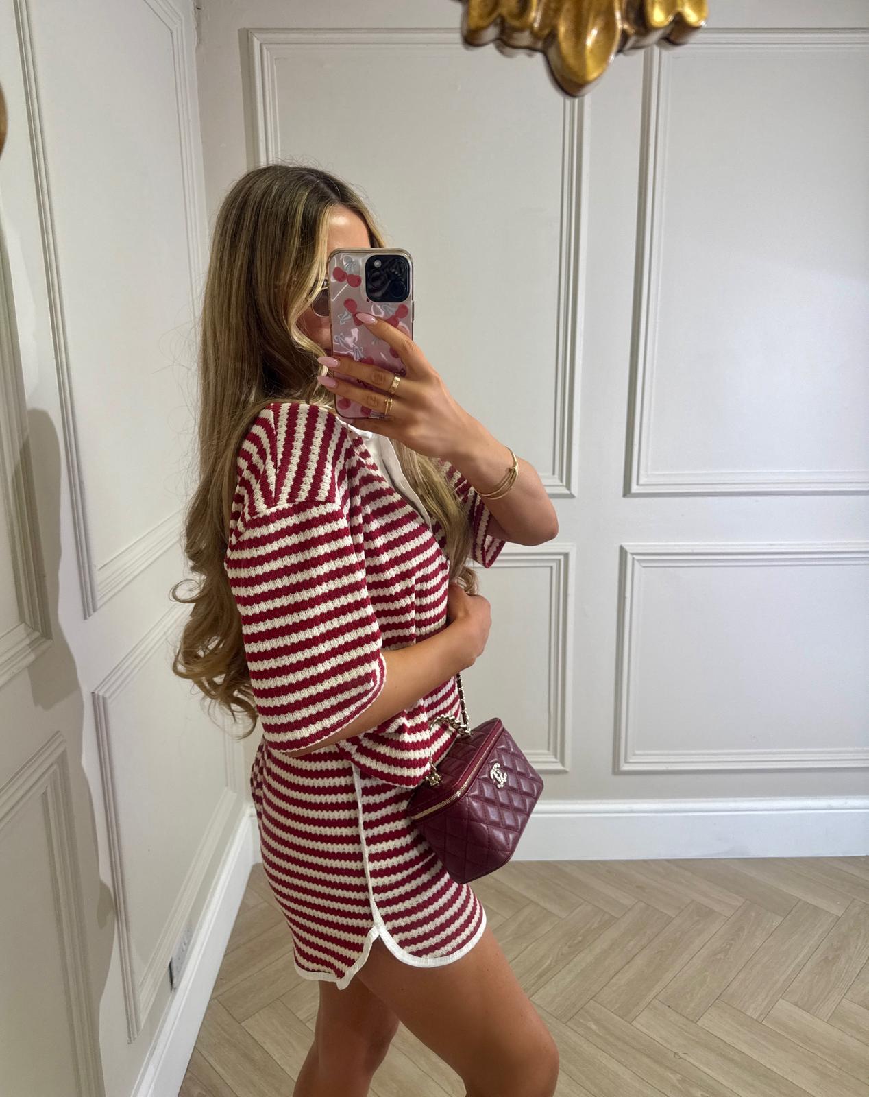 Collar stripe co-ord - red