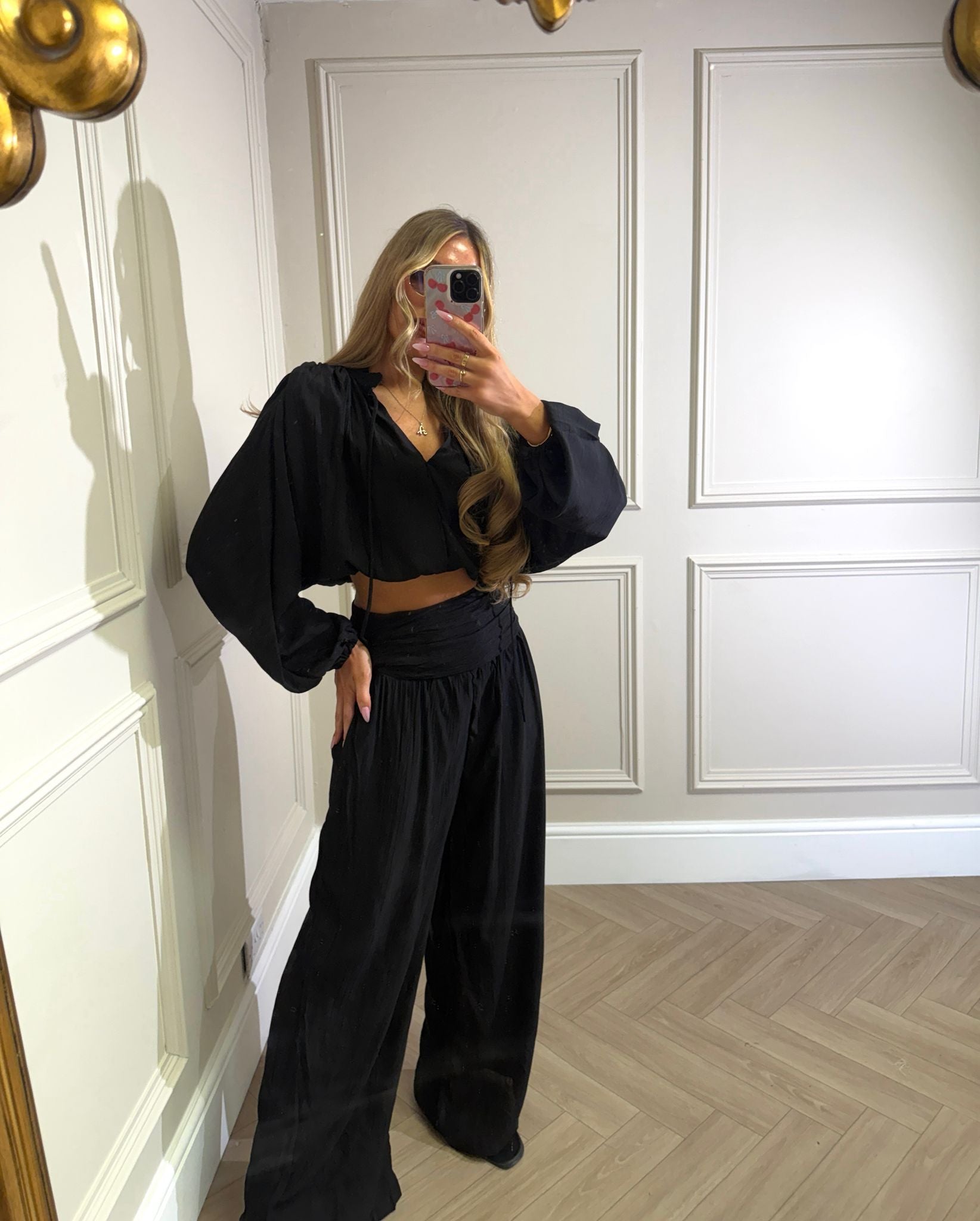 Clara linen co-ord - black