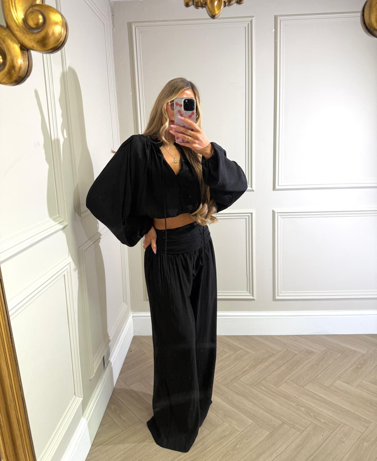 Clara linen co-ord - black