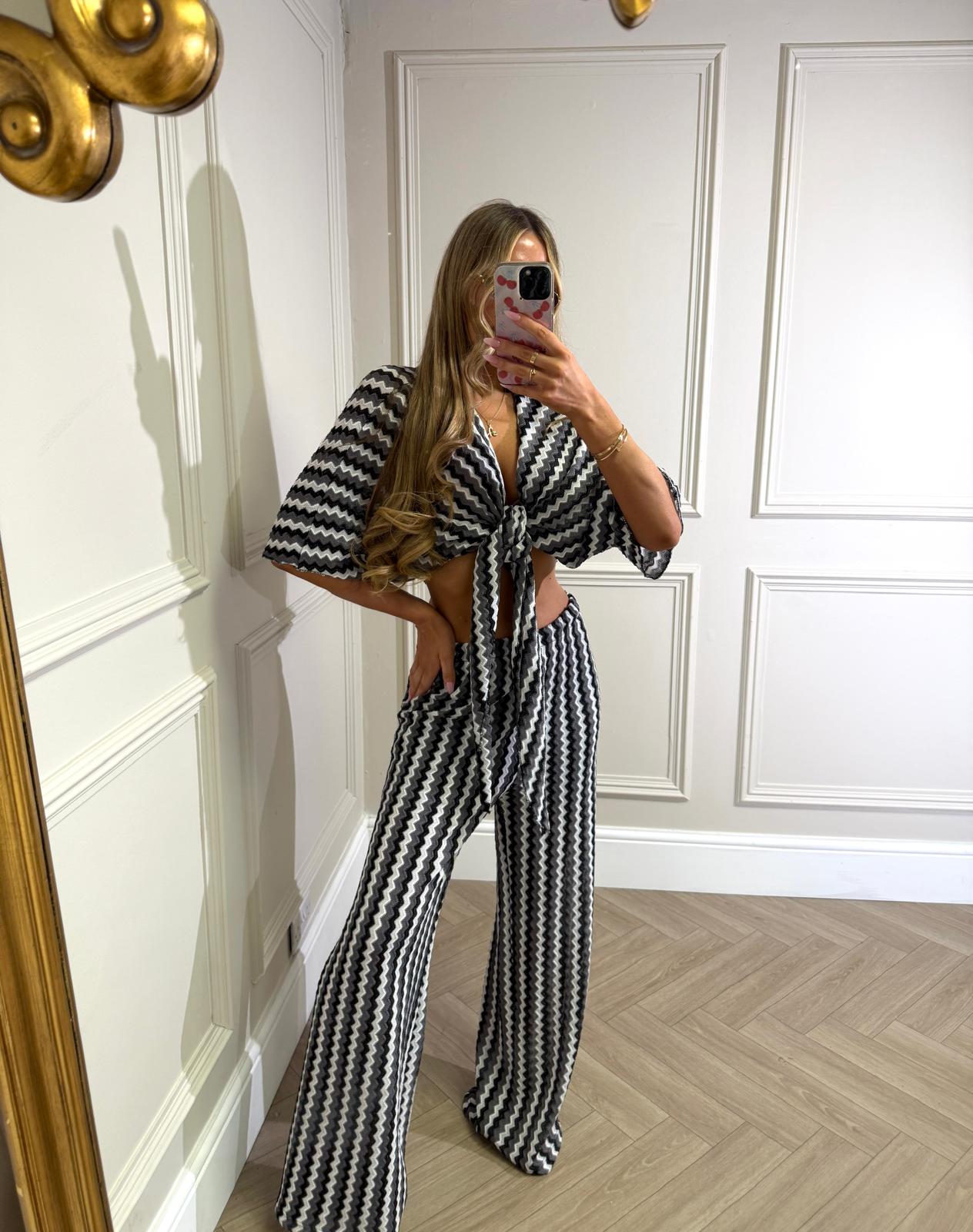 Zig zag knit two piece - black