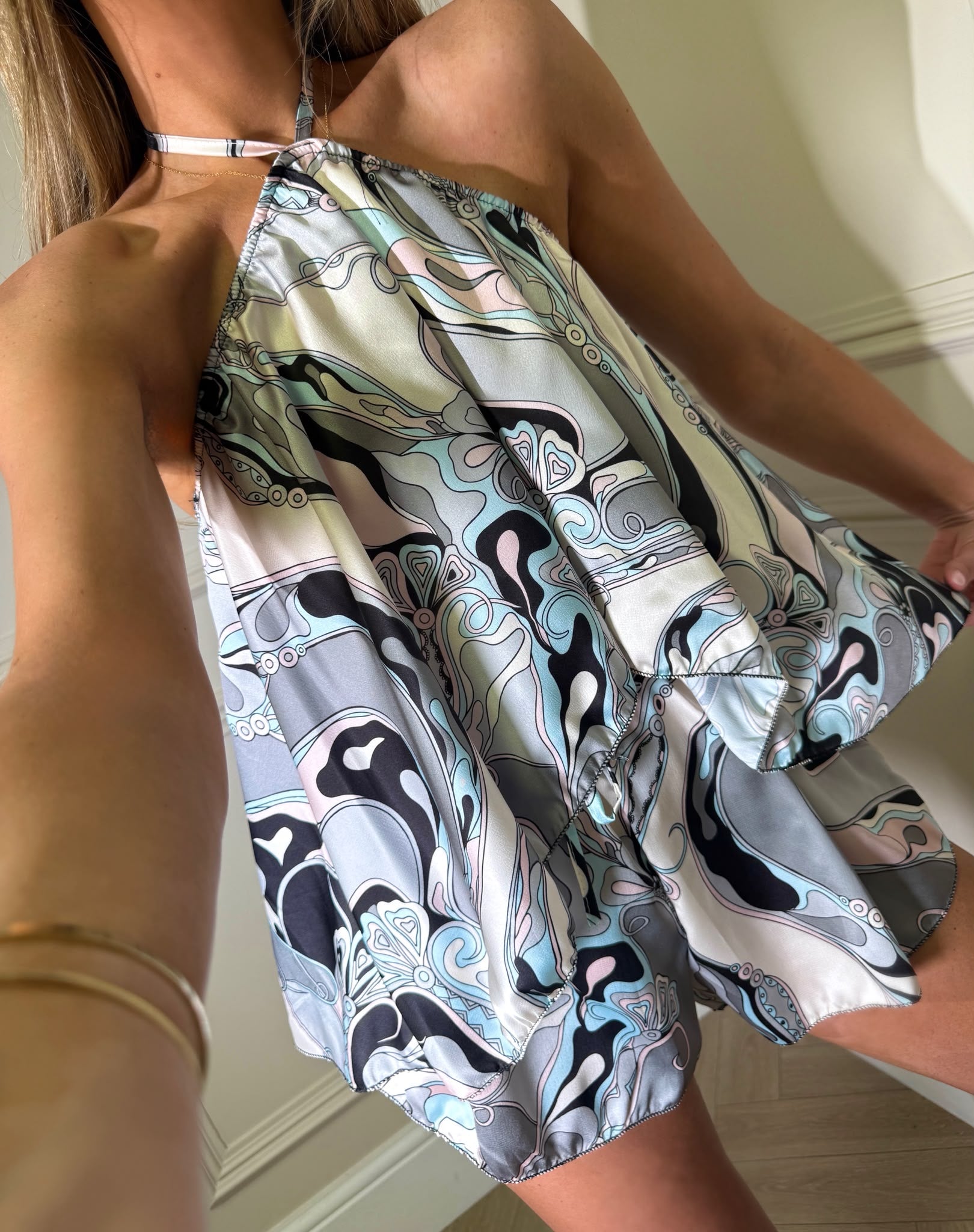 Jasmin print short co-ord - black