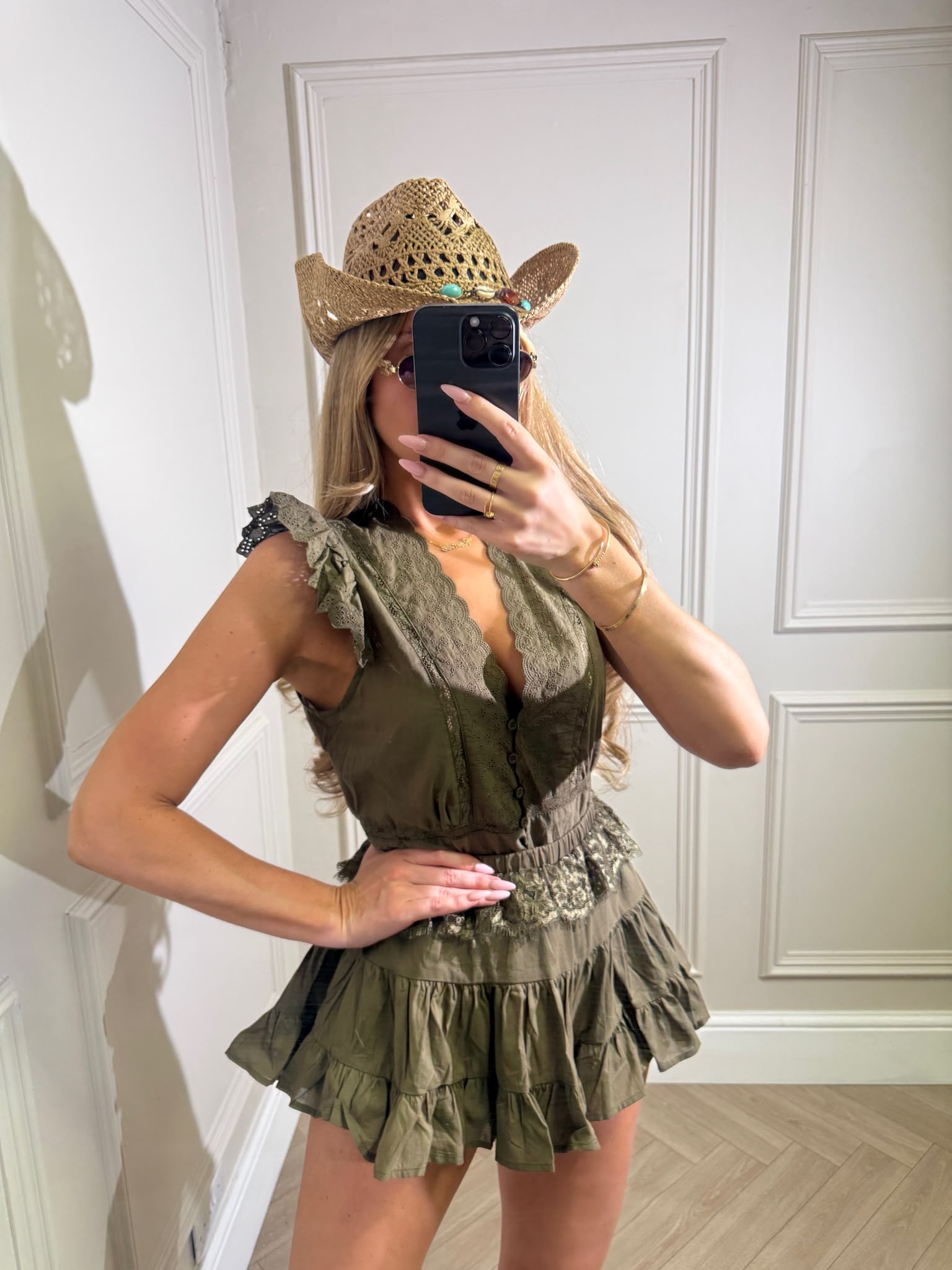 Luxury skort lace set - khaki