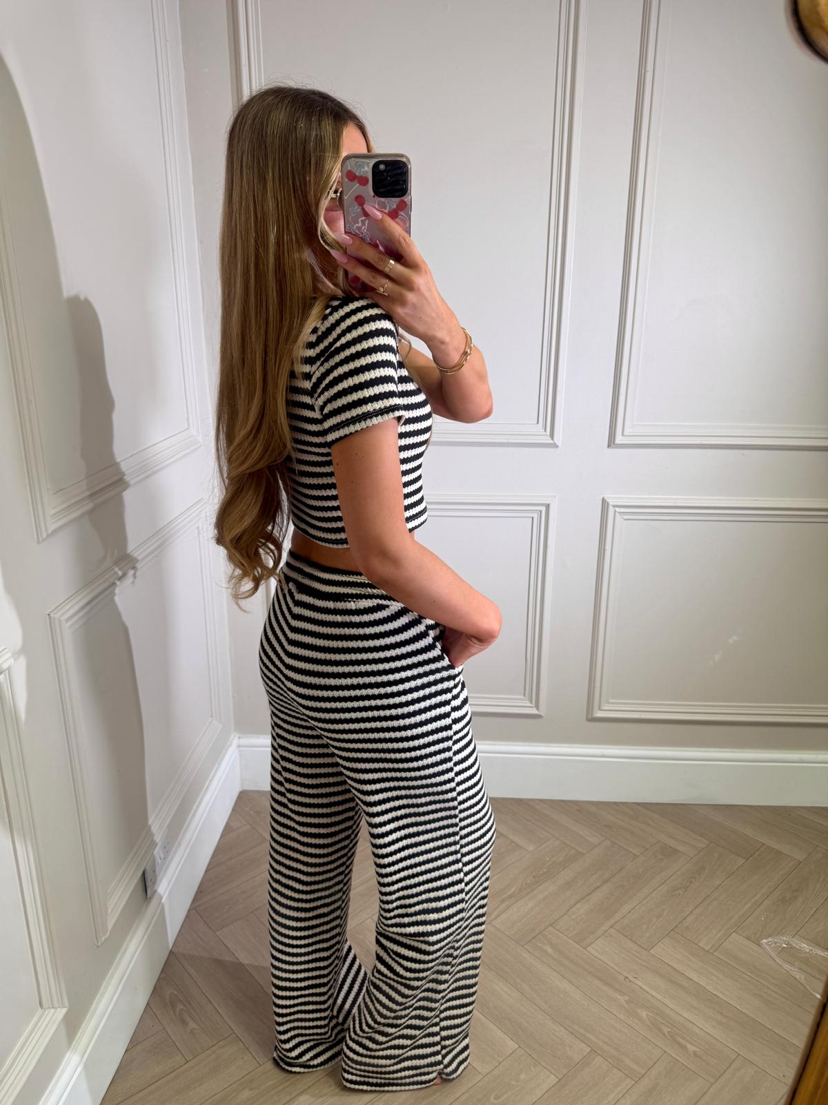 Ruby stripe trouser set - black