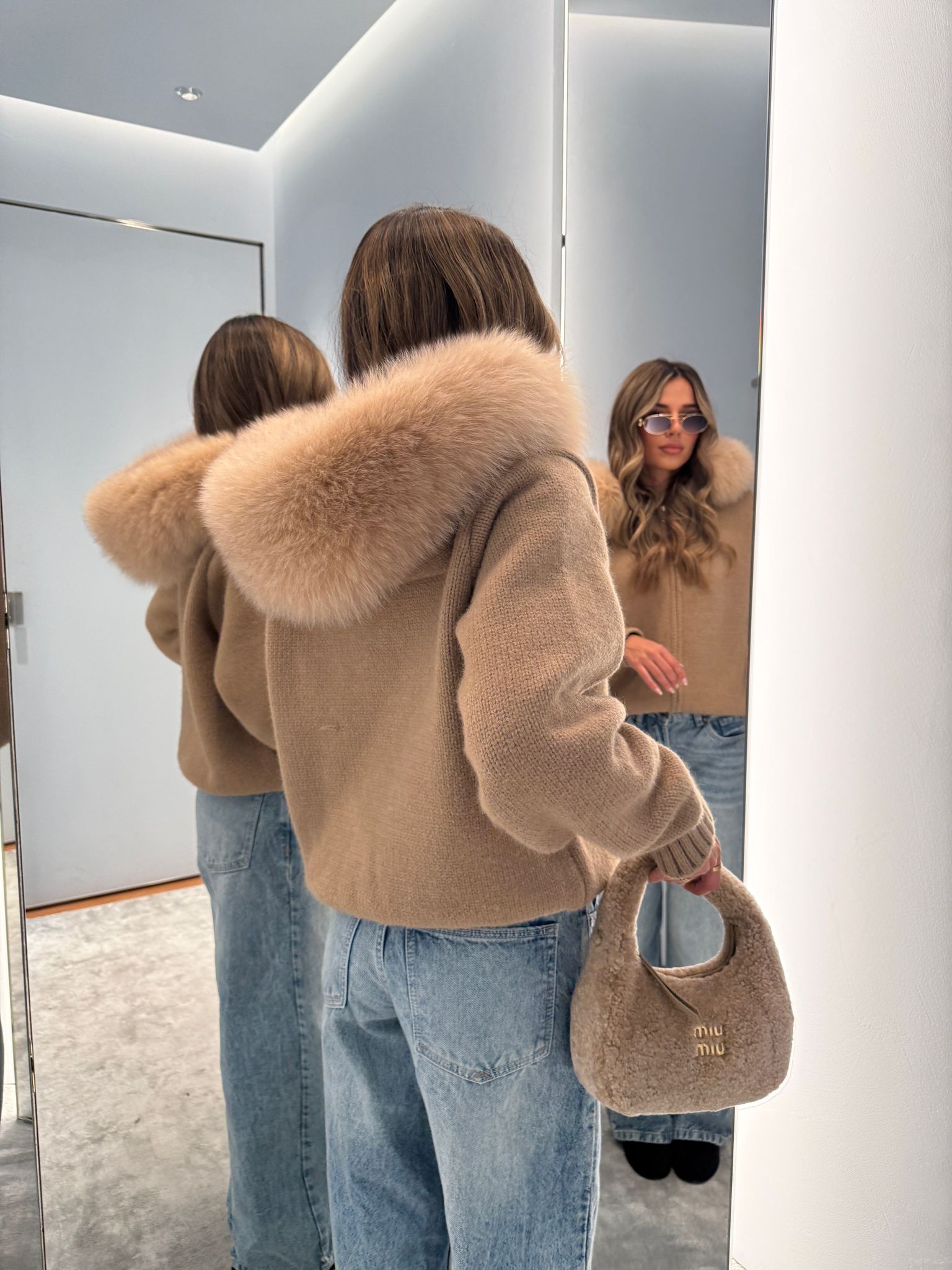 Luxury Fur Cardigan Jacket - beige PRE ORDER