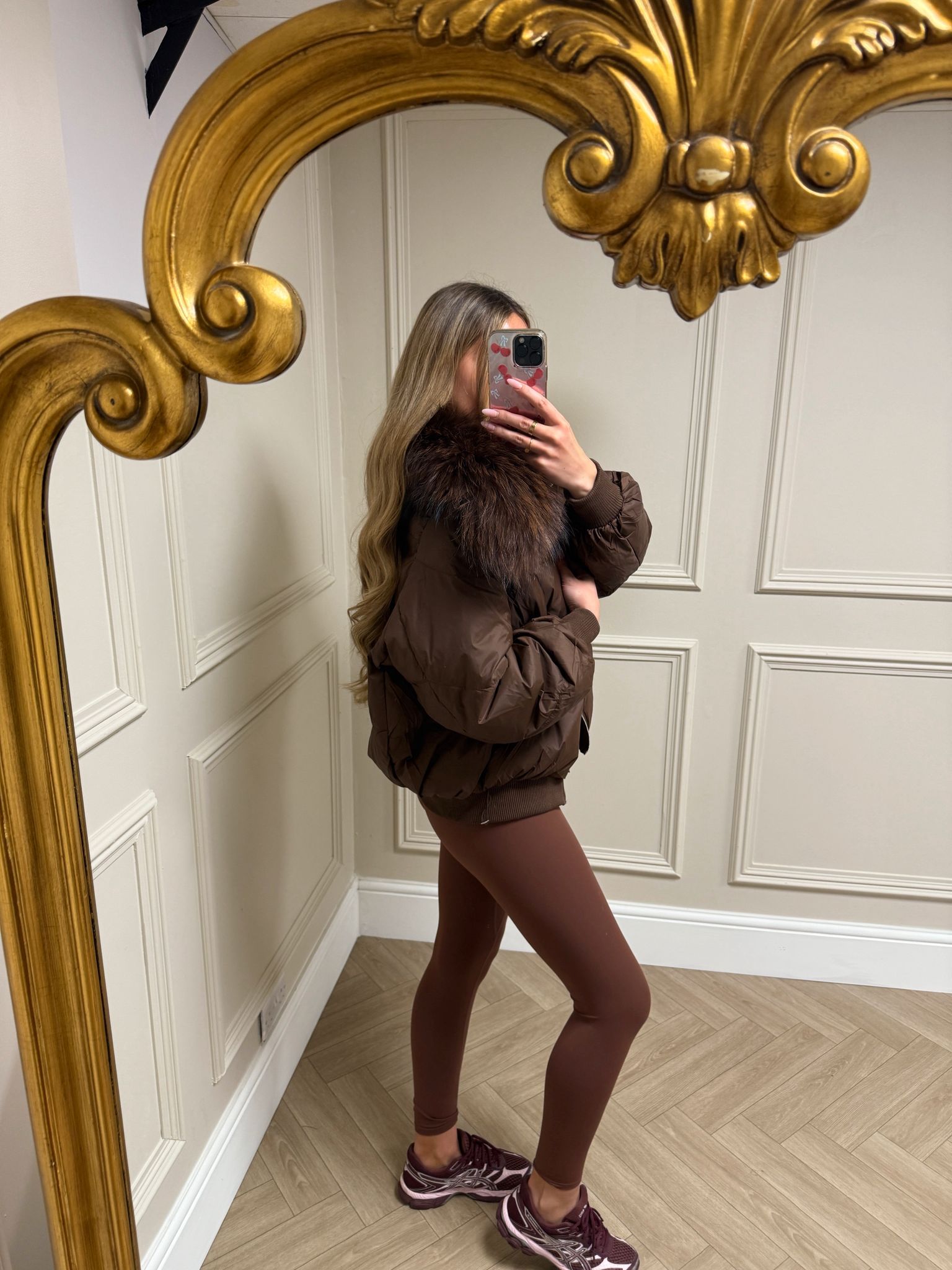 Rhea faux fur hood coat - chocolate