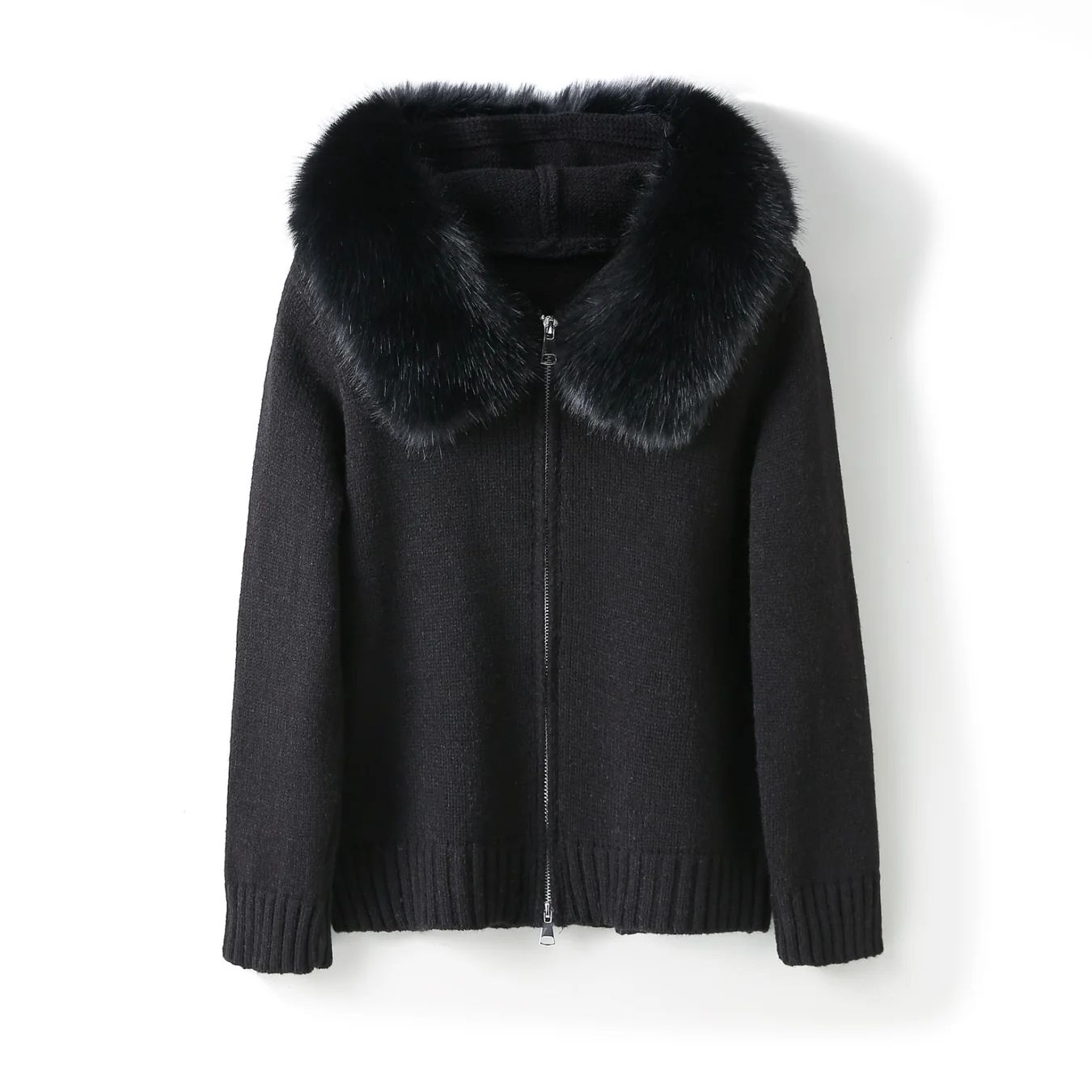 Luxury Fur Cardigan Jacket - black PRE ORDER