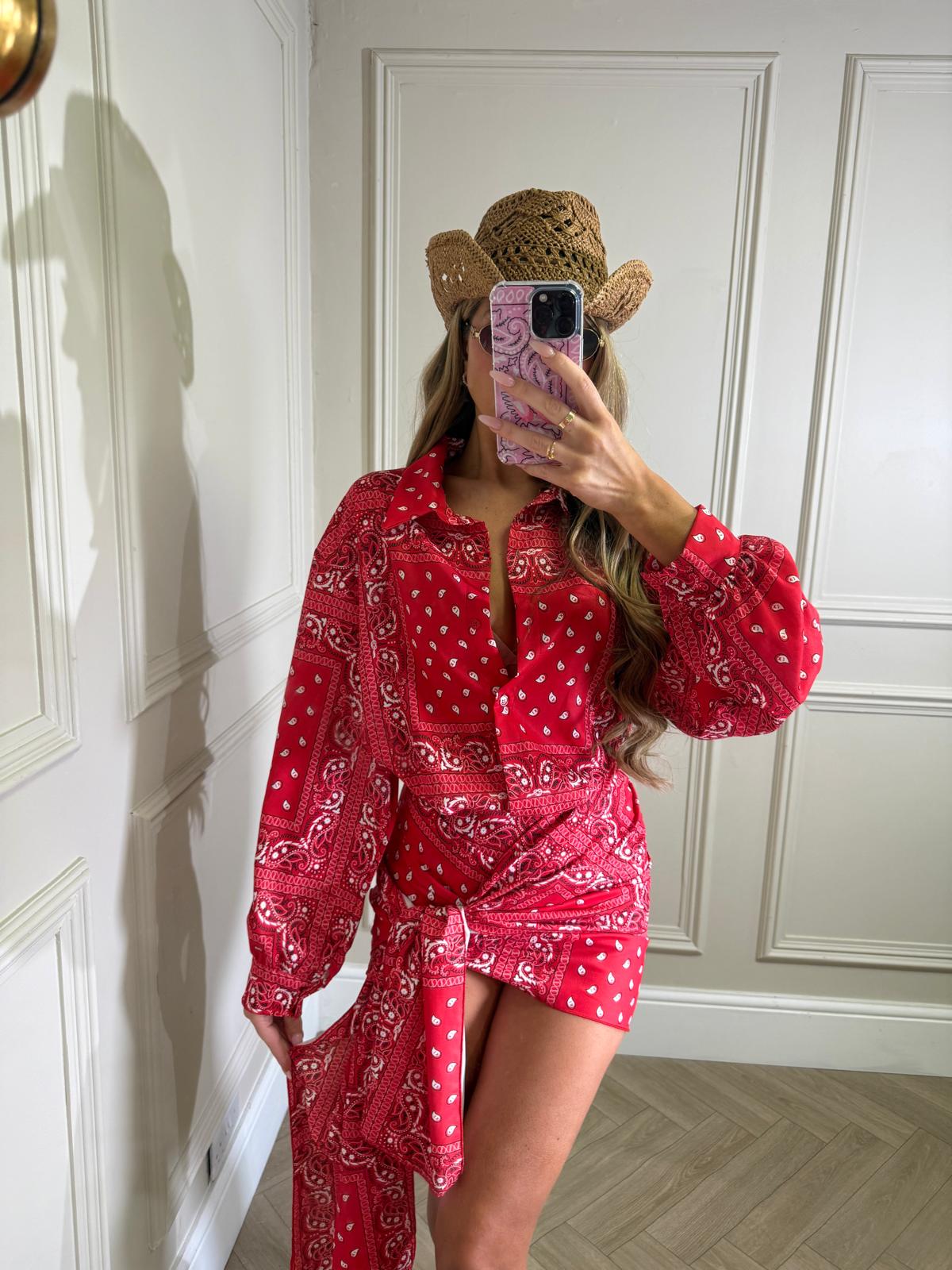 Bandana wrap co-ord - red