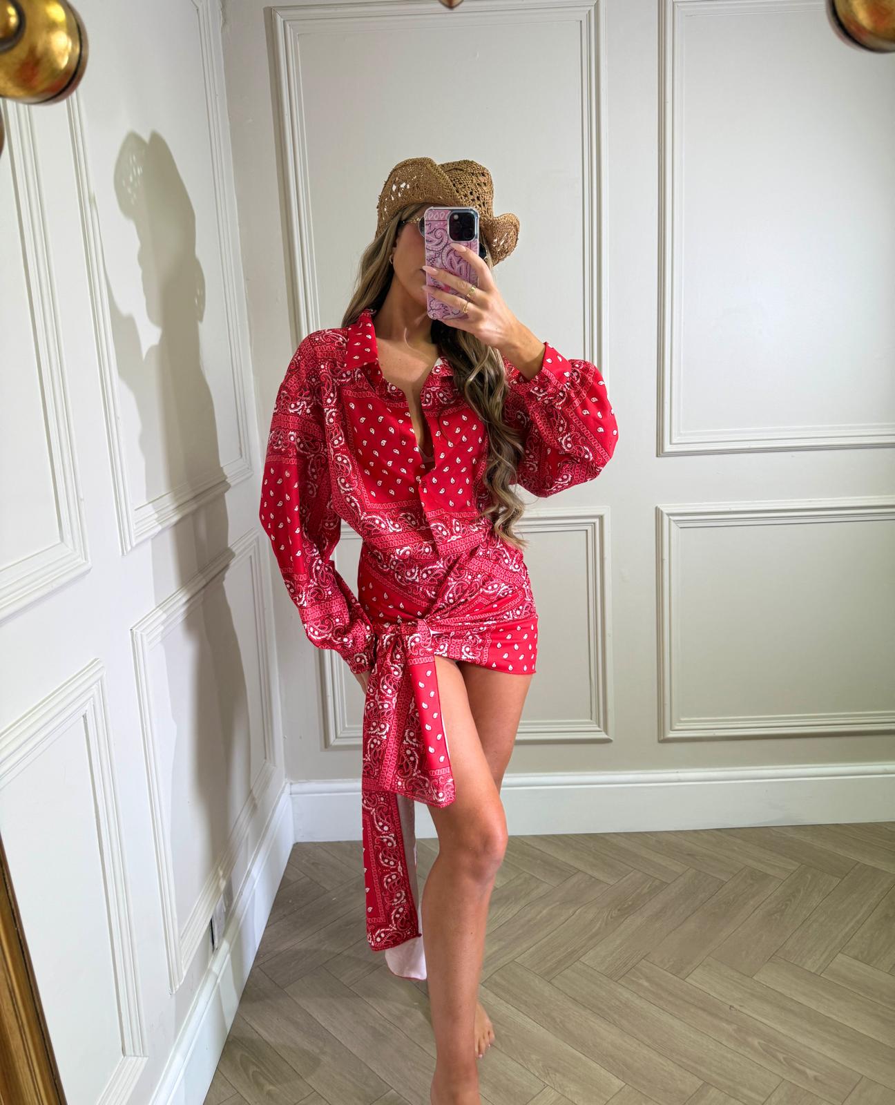 Bandana wrap co-ord - red