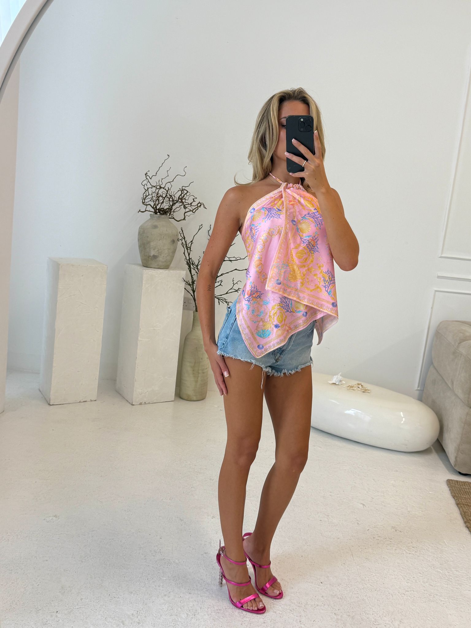 Shell halter top - Pink