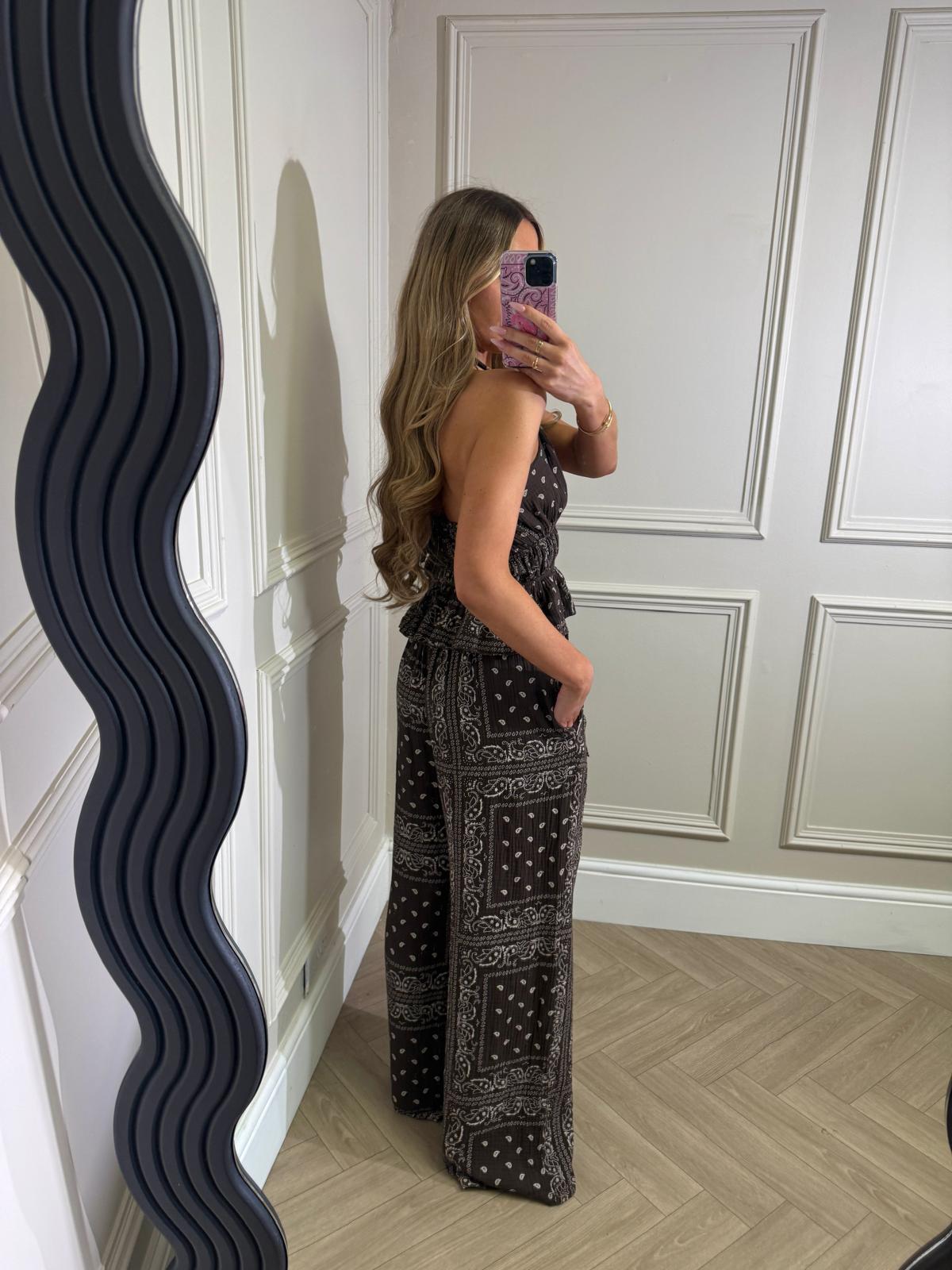 Olivia cheesecloth trouser set - bandana brown