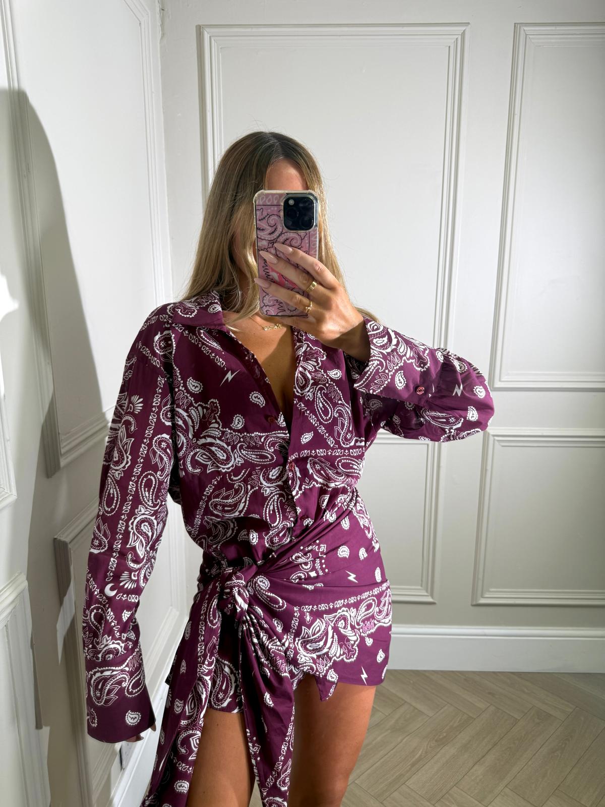 Wrap bandana co-ord - burgundy