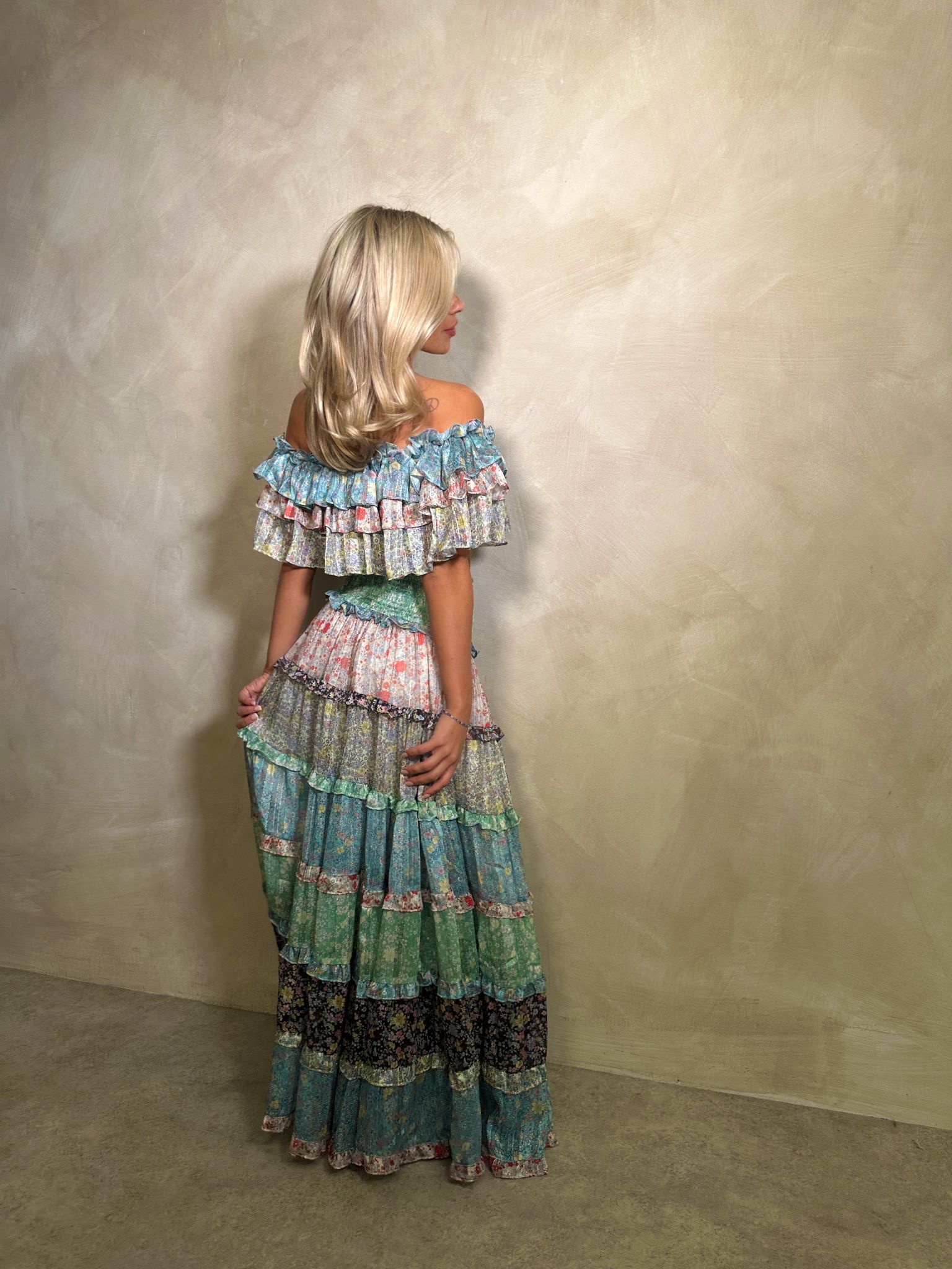 Boho skirt with matching top - green