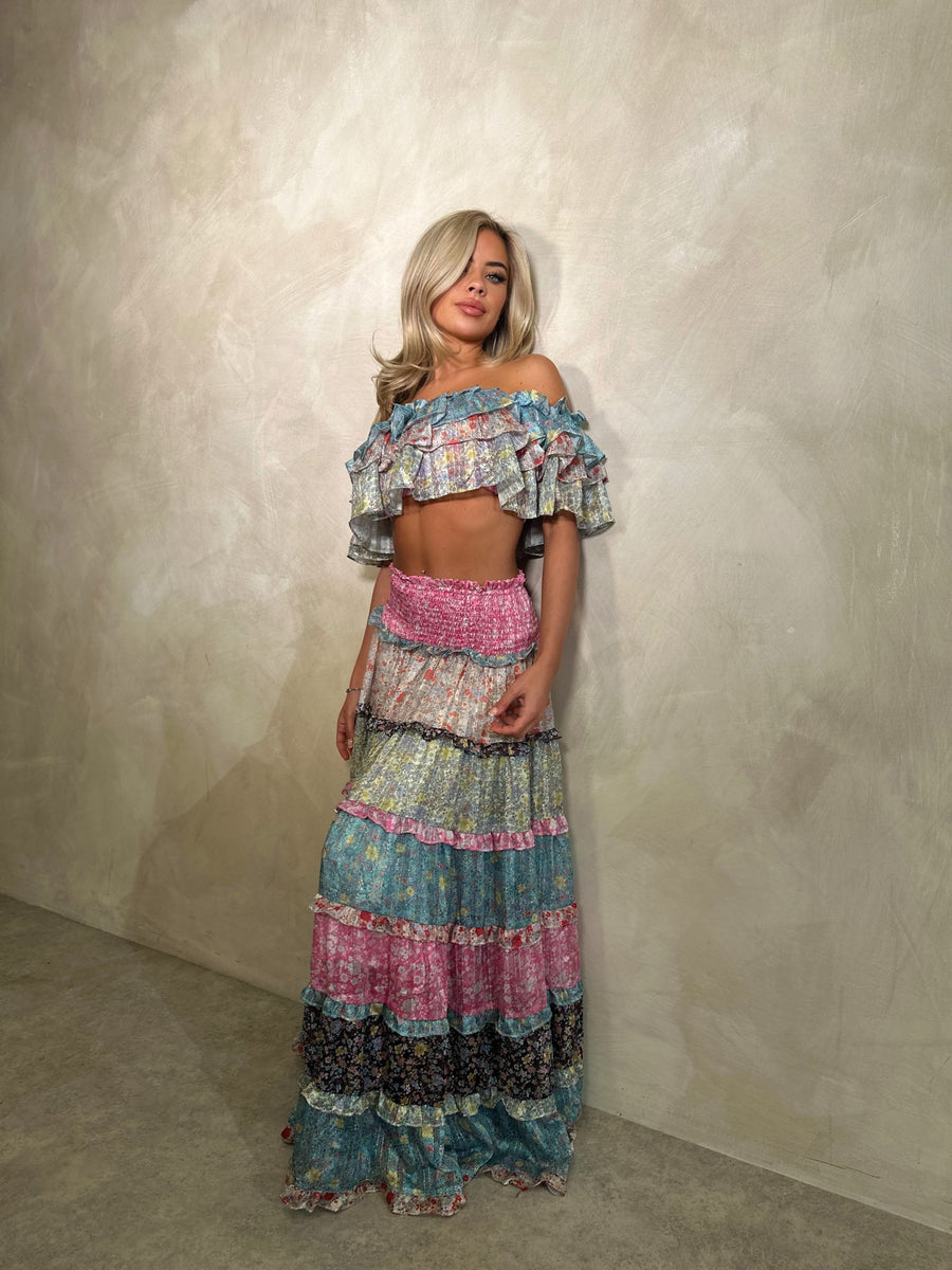 Boho skirt with matching top - pink