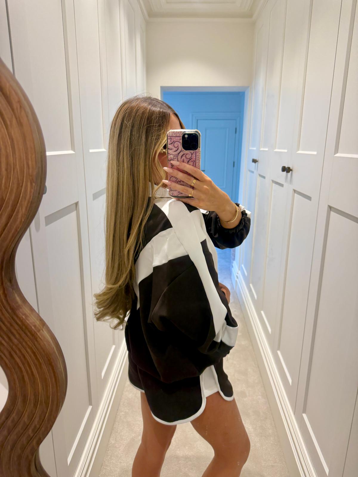 Panel jacket with matching shorts - brown