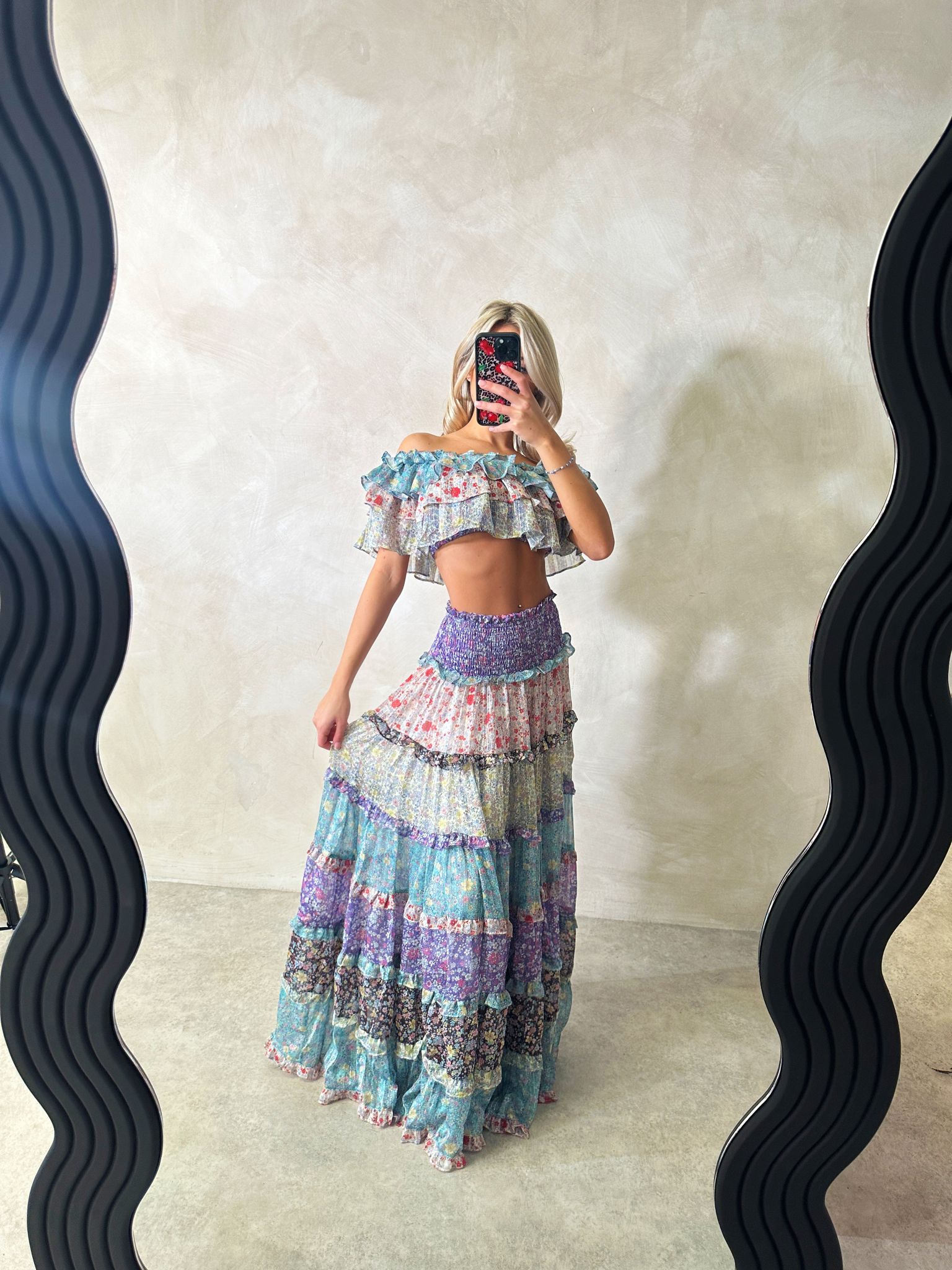 Boho skirt with matching top - lilac