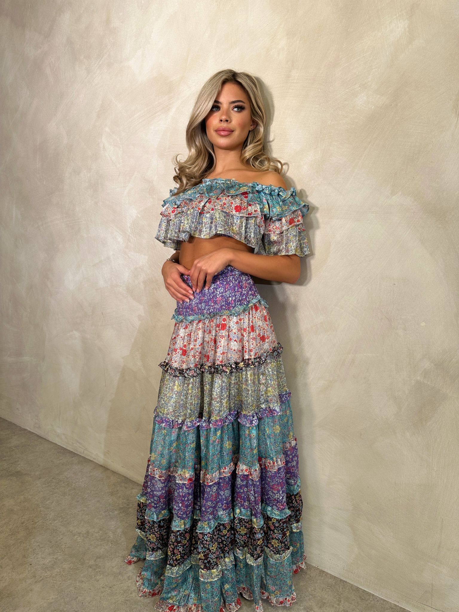 Boho skirt with matching top - lilac