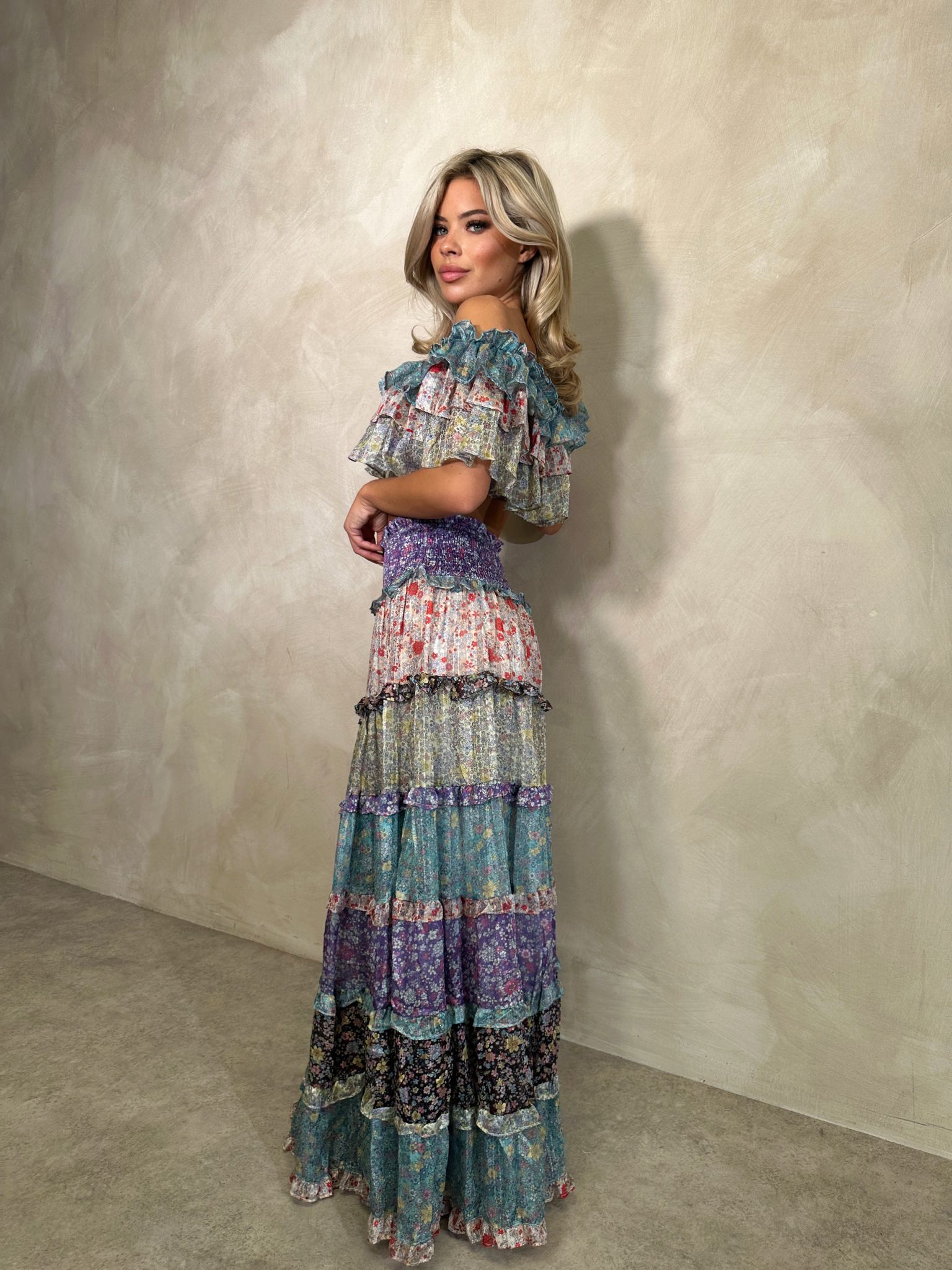 Boho skirt with matching top - lilac