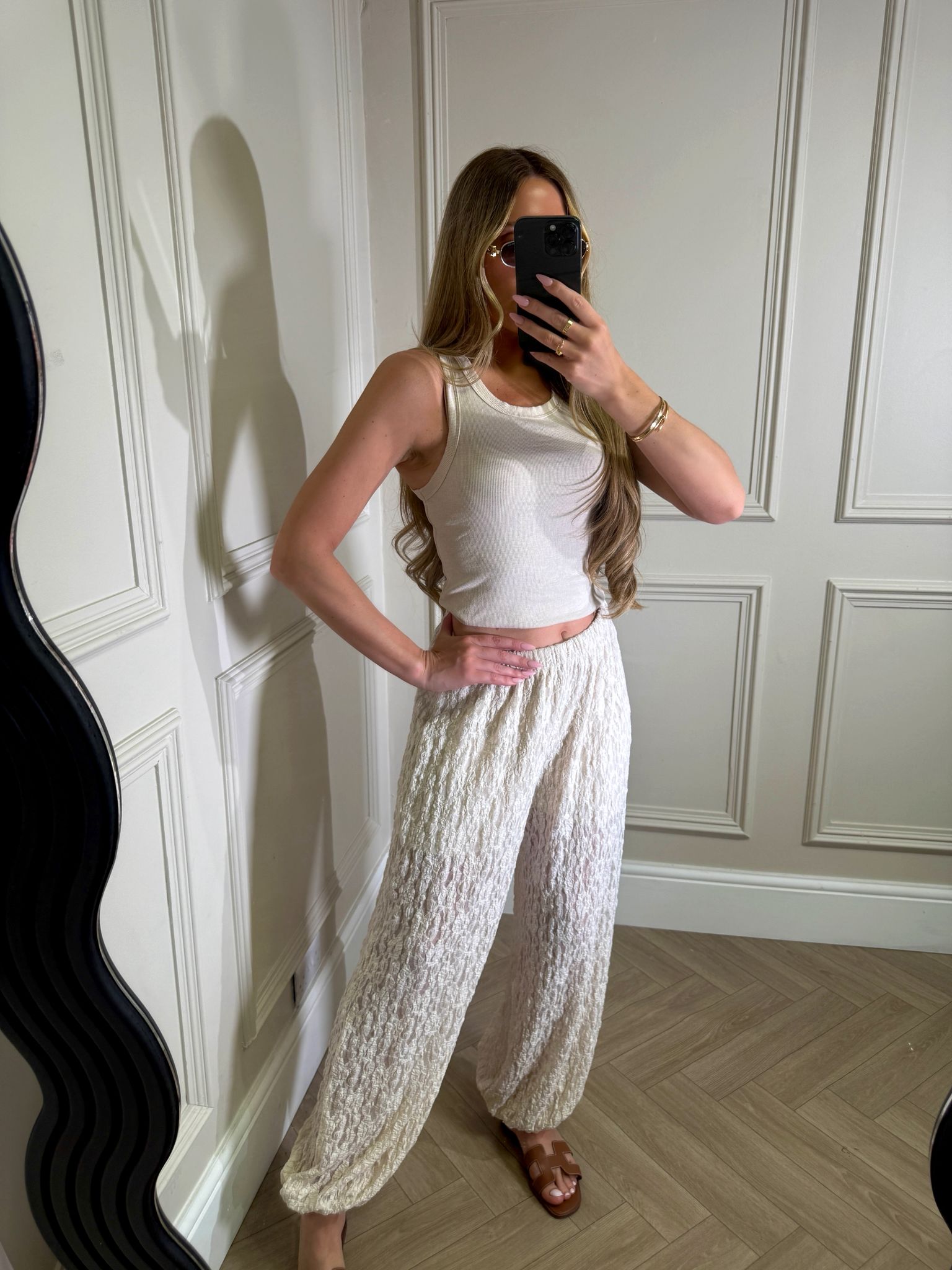 Lace harem trousers - beige