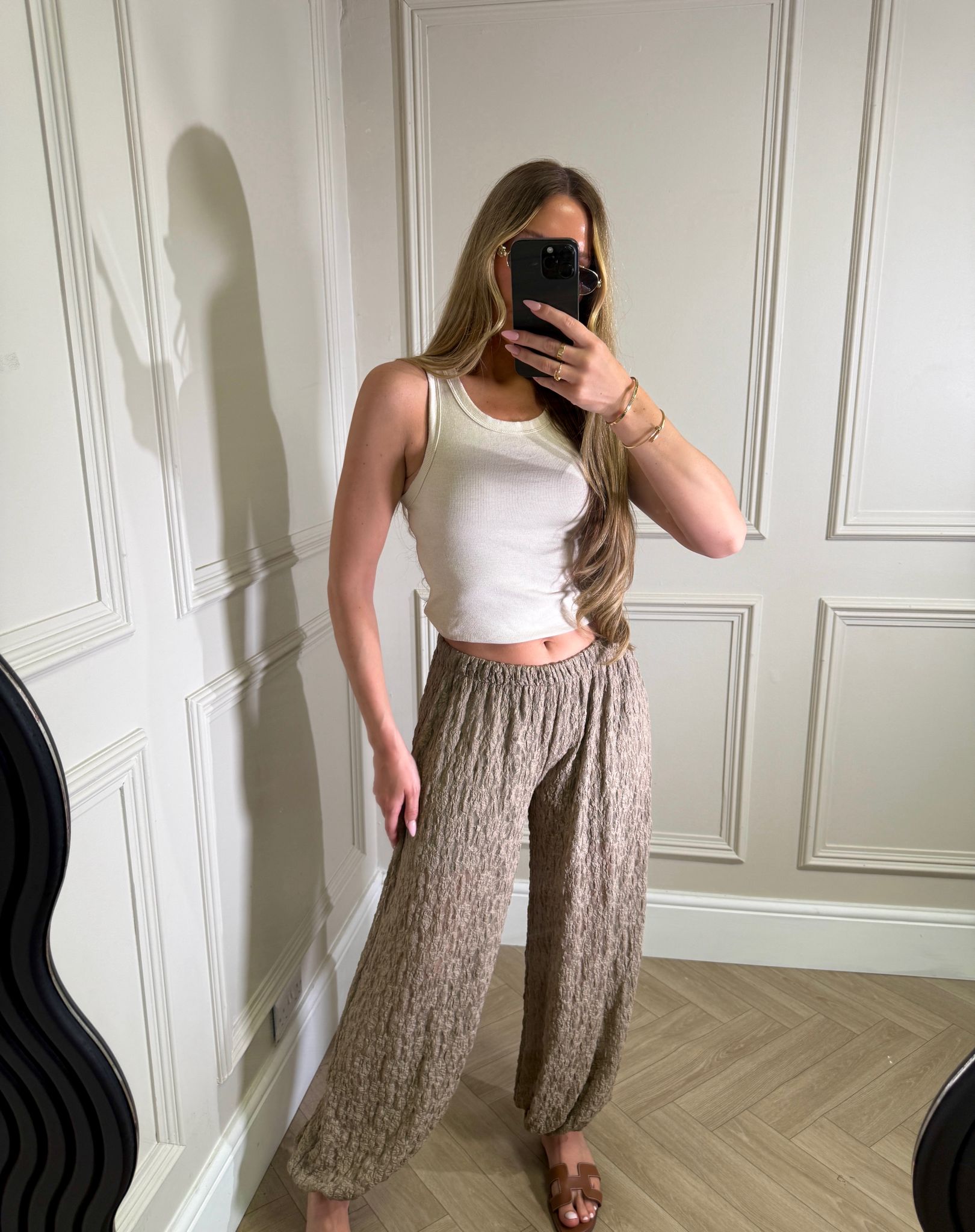 Lace harem trousers - mocha