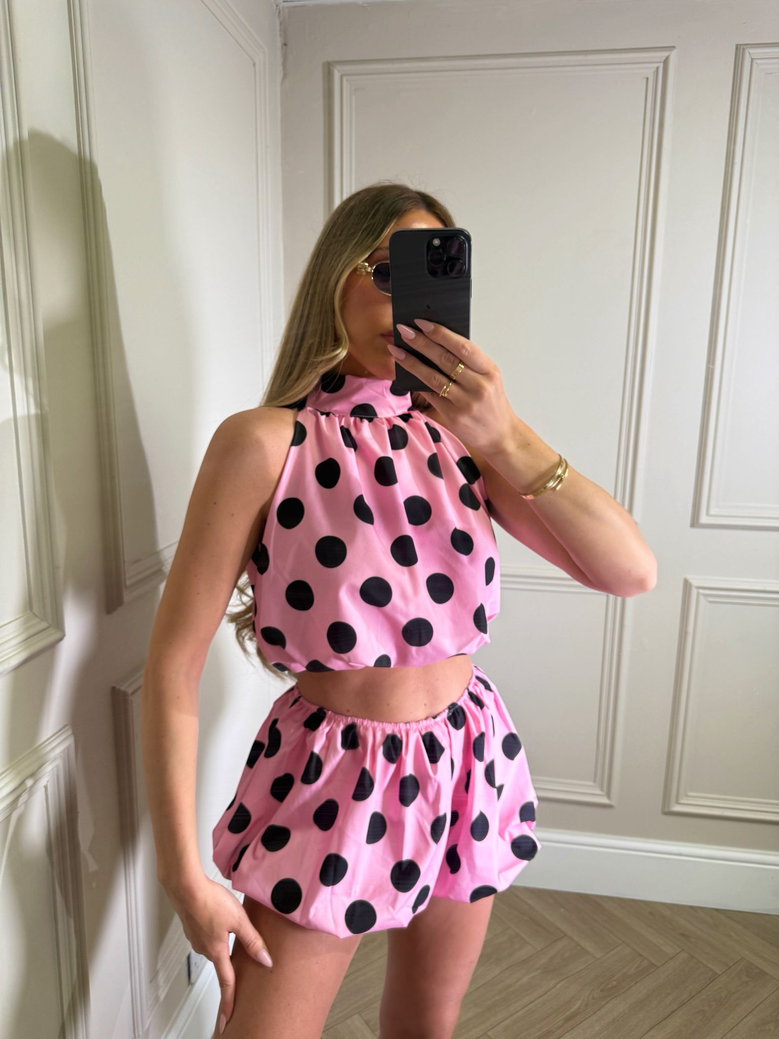 Dottie balloon short set - pink