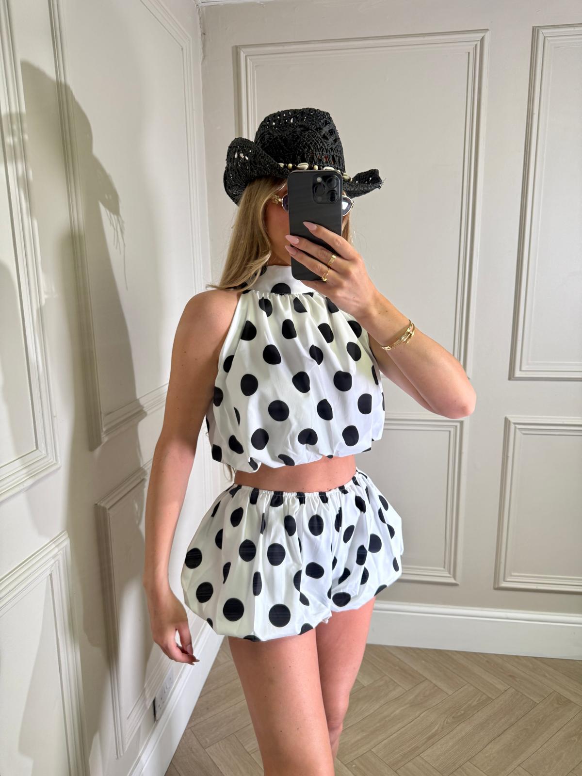 Dottie balloon short set - white
