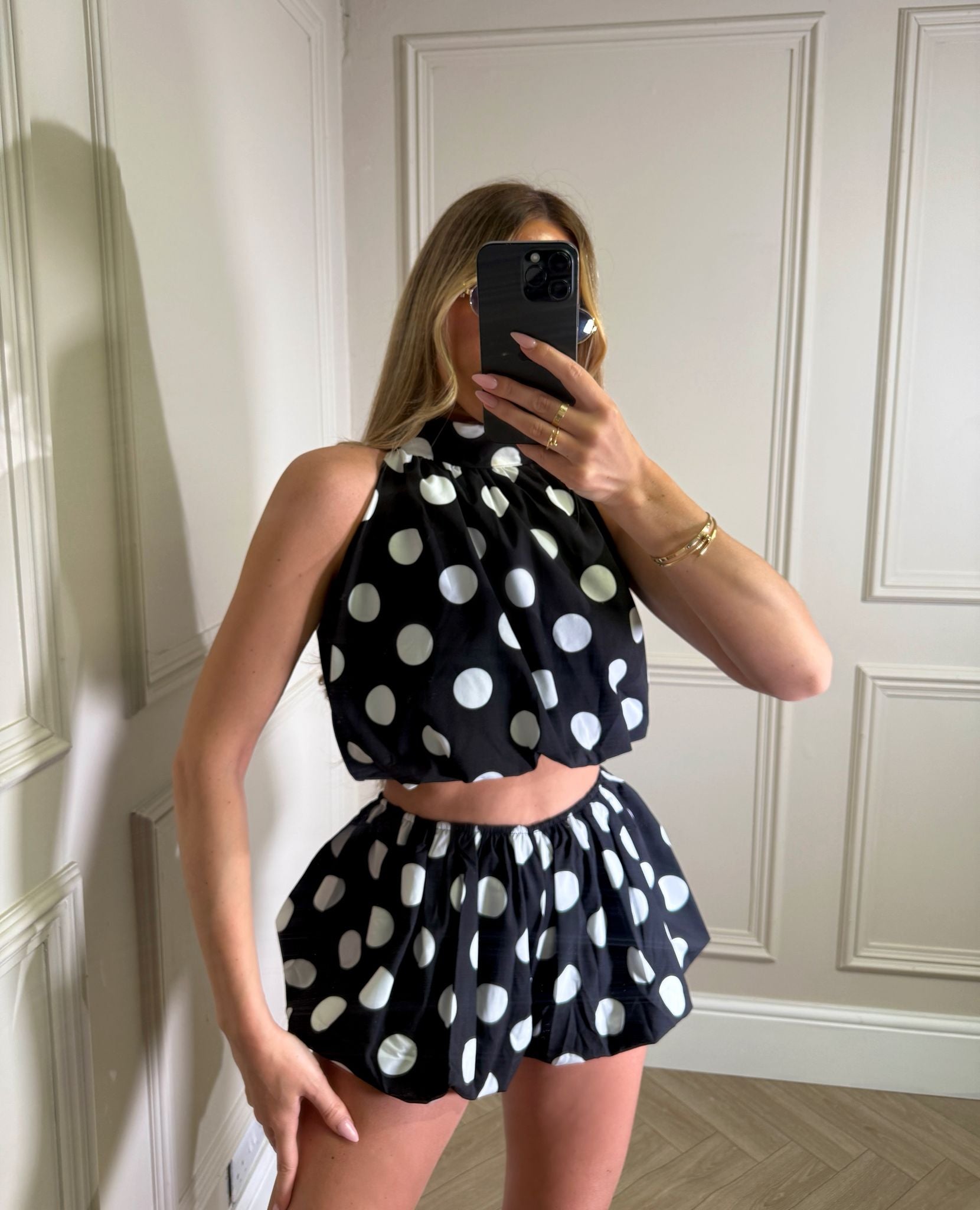Dottie balloon short set - black