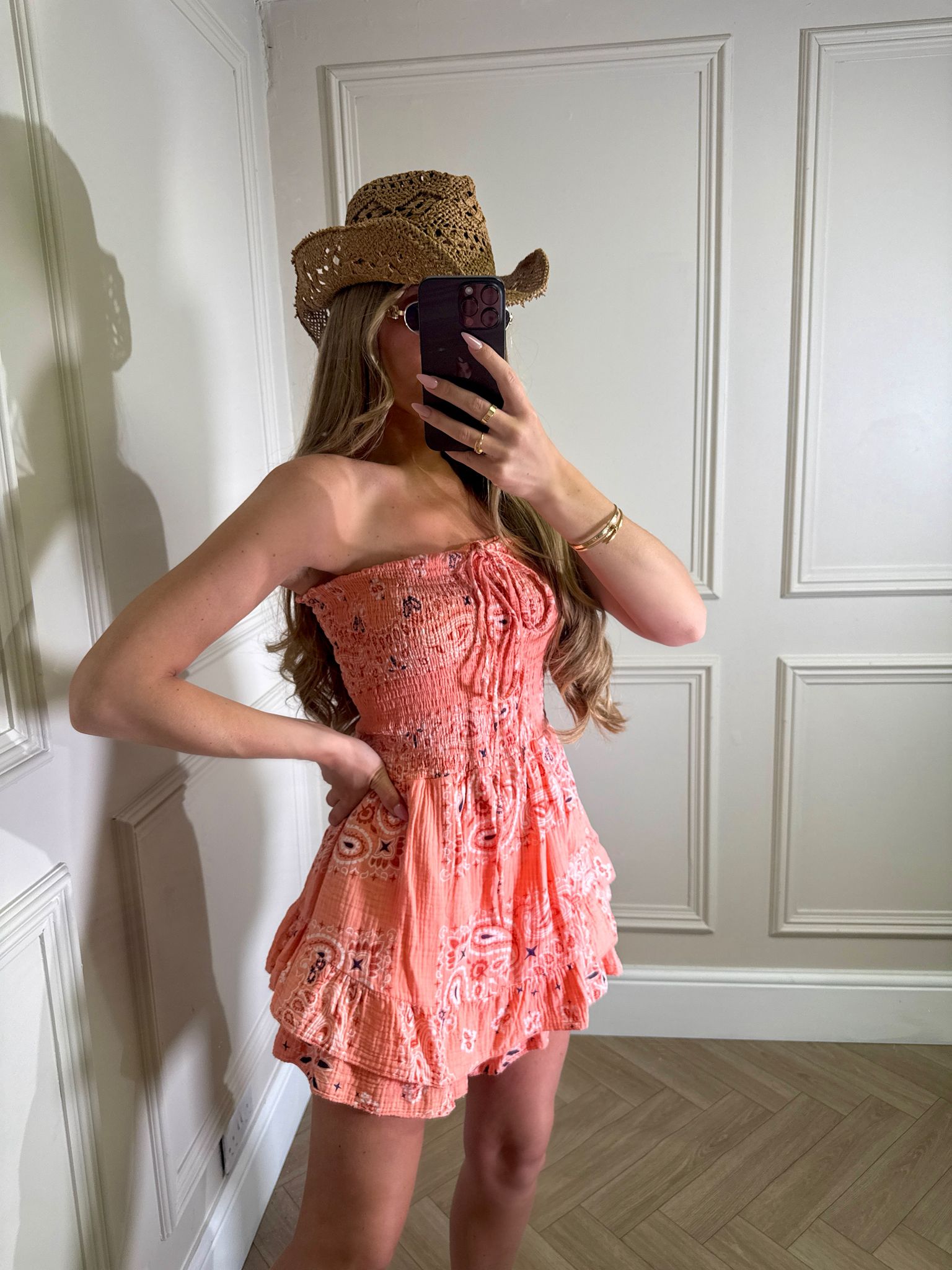 Bandeau bandana playsuit - coral