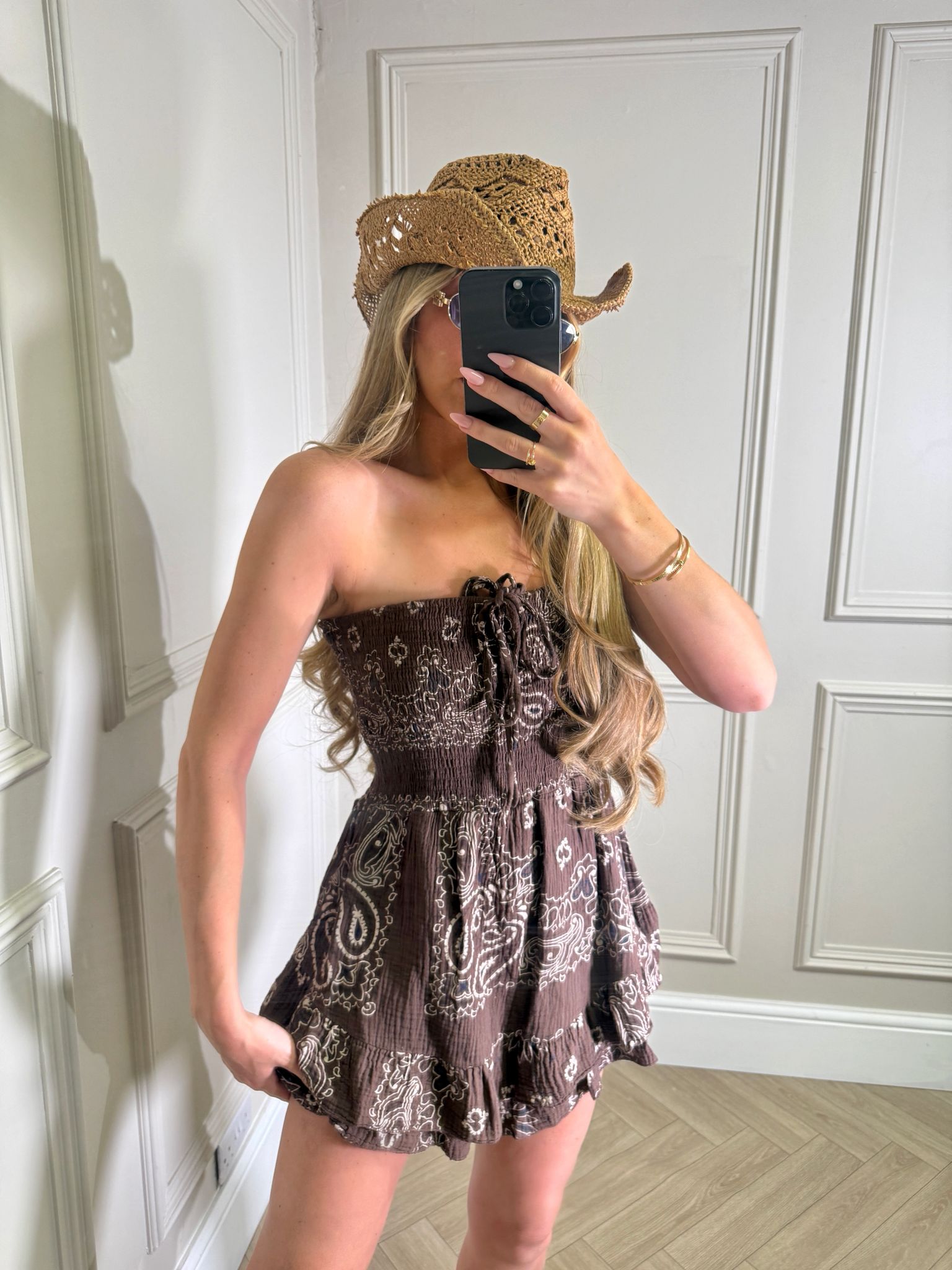 Bandeau bandana playsuit - brown