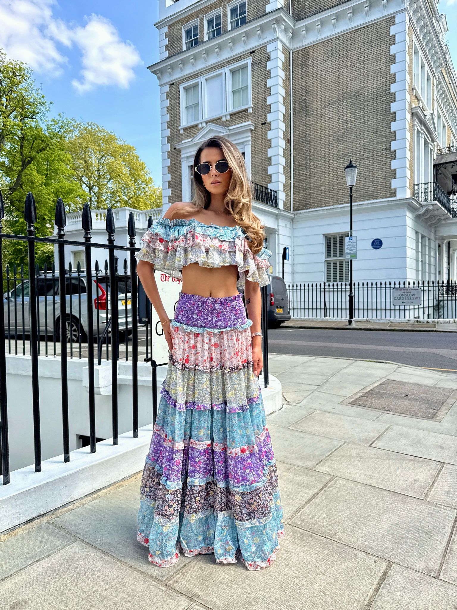Boho skirt with matching top - lilac