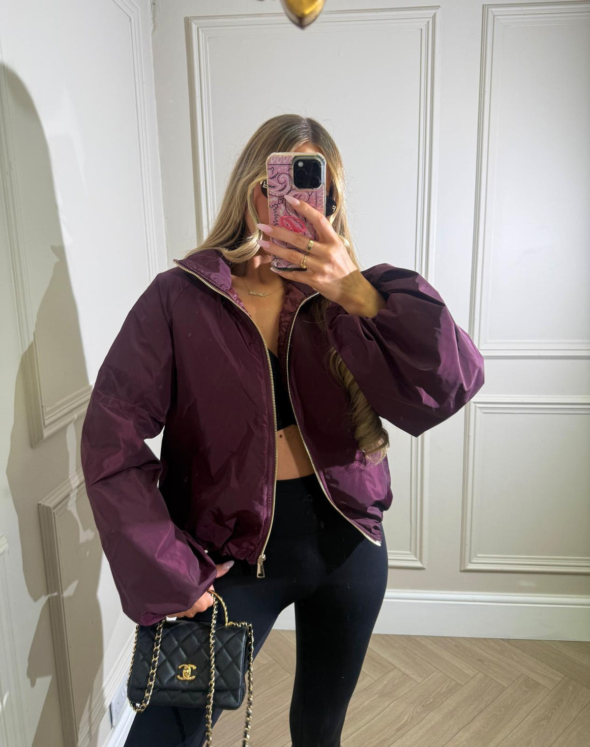 Gold zip jacket - wine