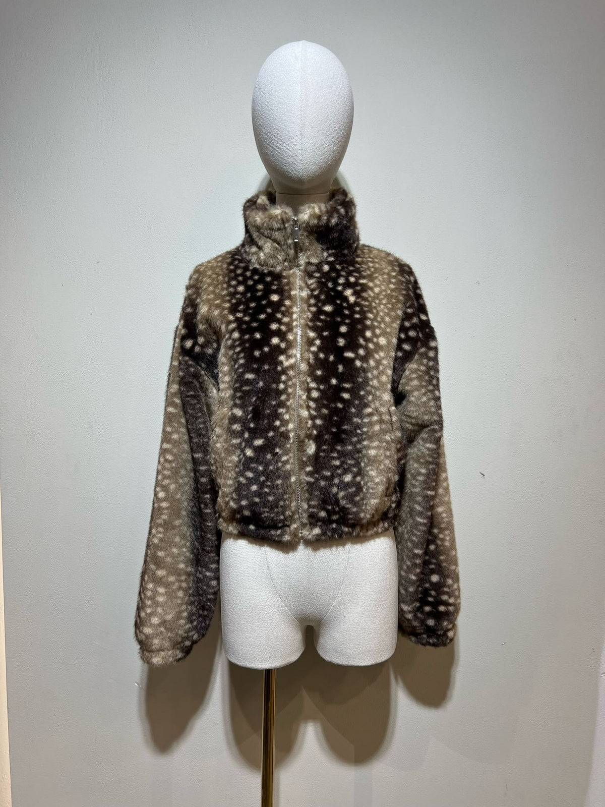 Bambi faux fur bomber jacket - brown
