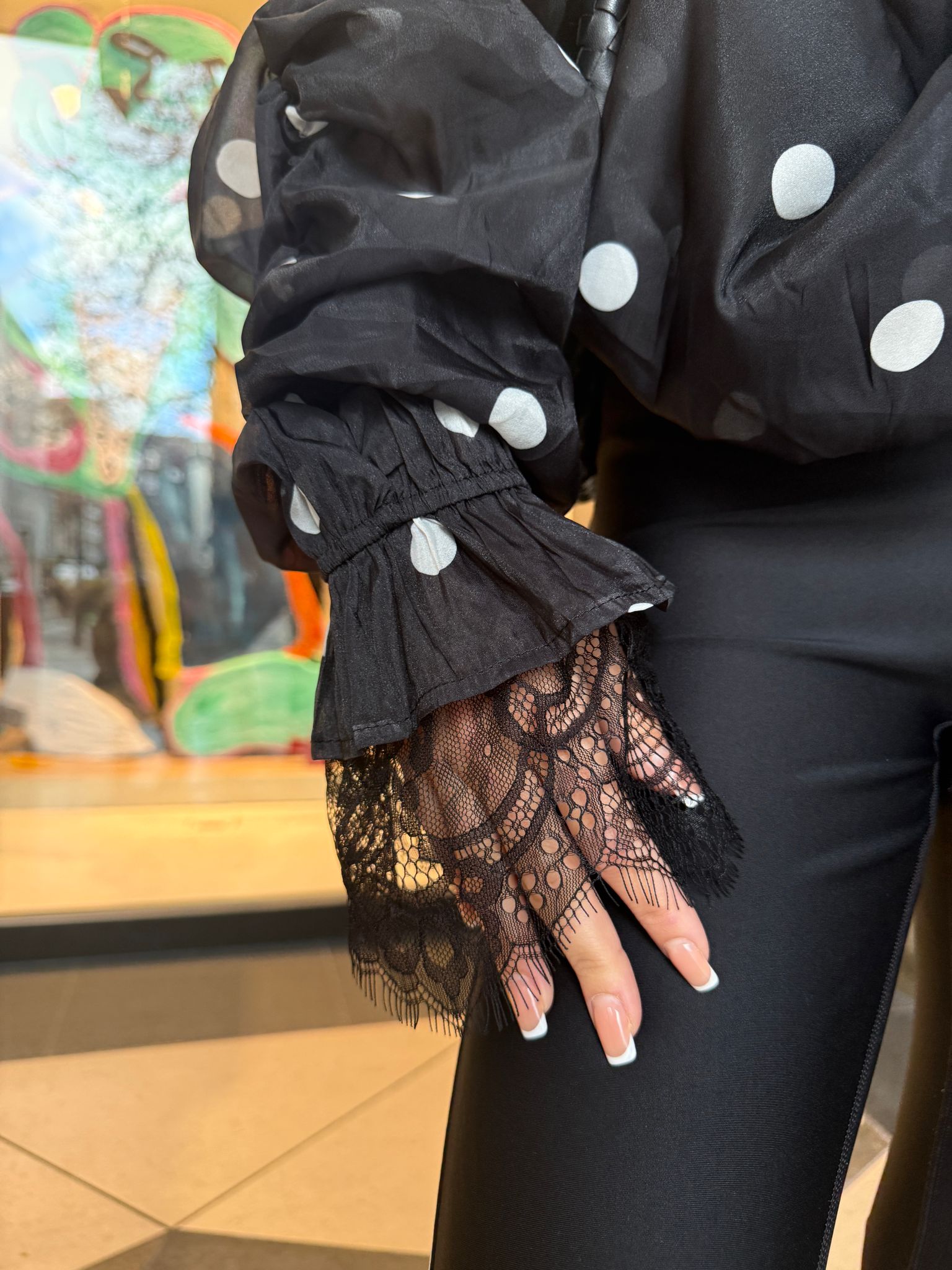 Dot zip up jacket - black