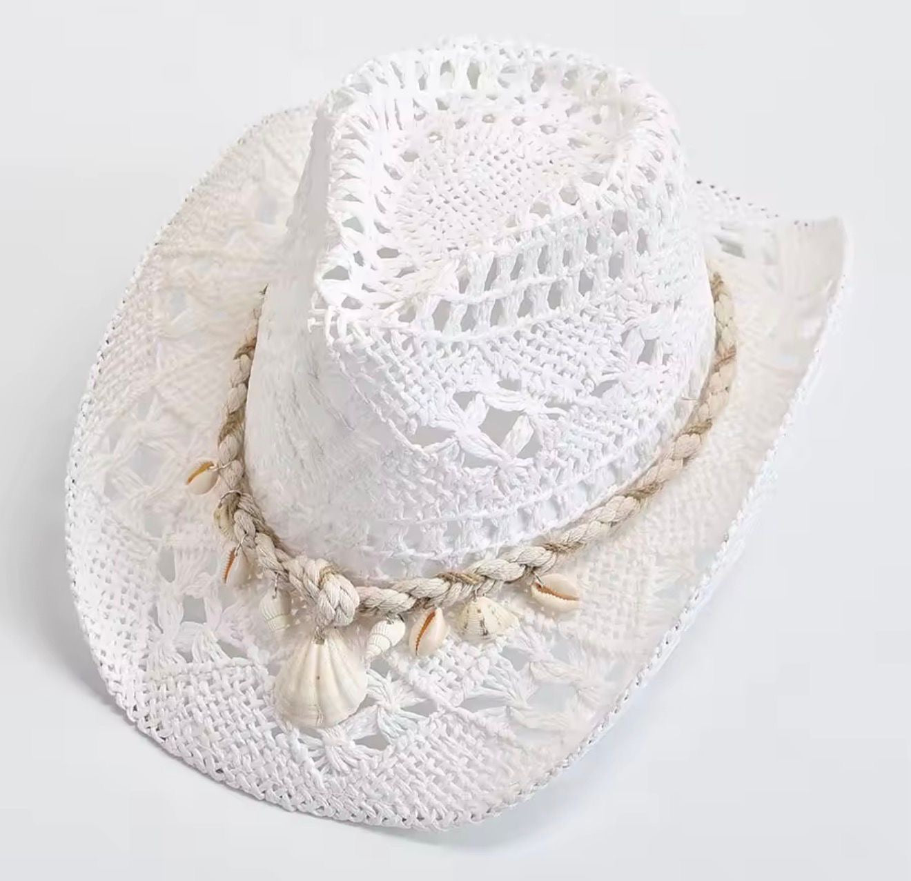 Straw cowboy hat - white