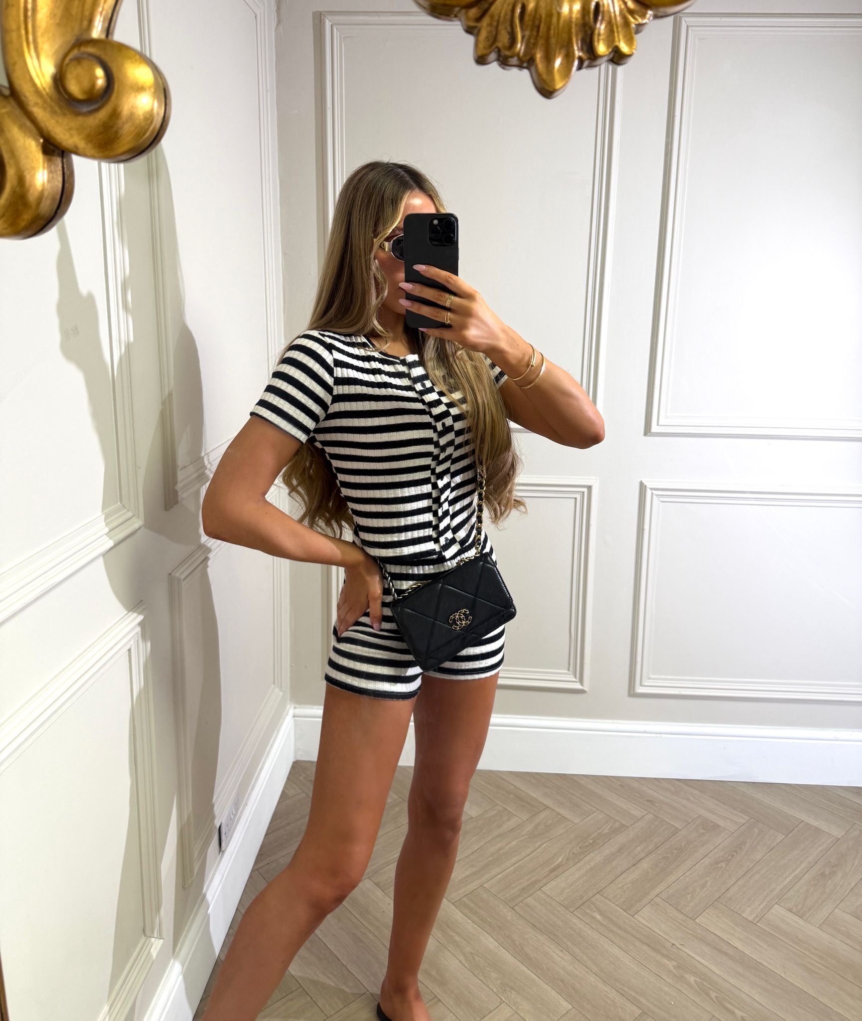 Stripe knit co-ord - black