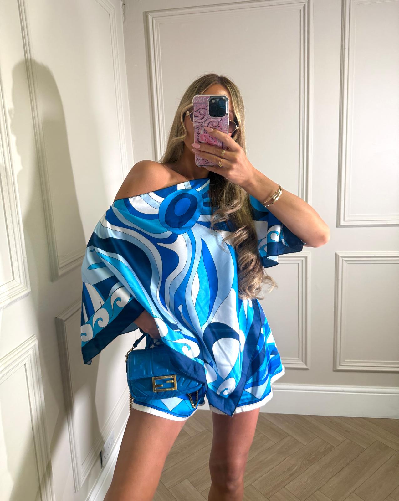 Cape top co-ord - royal blue