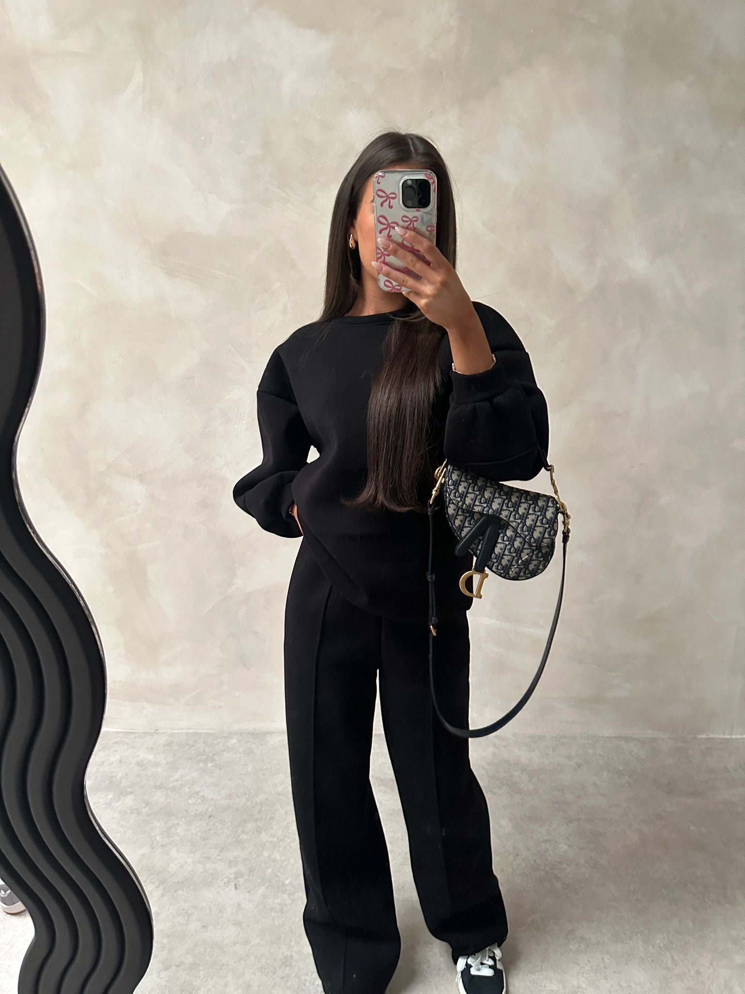 Sweatshirt flare leg tracksuit - black