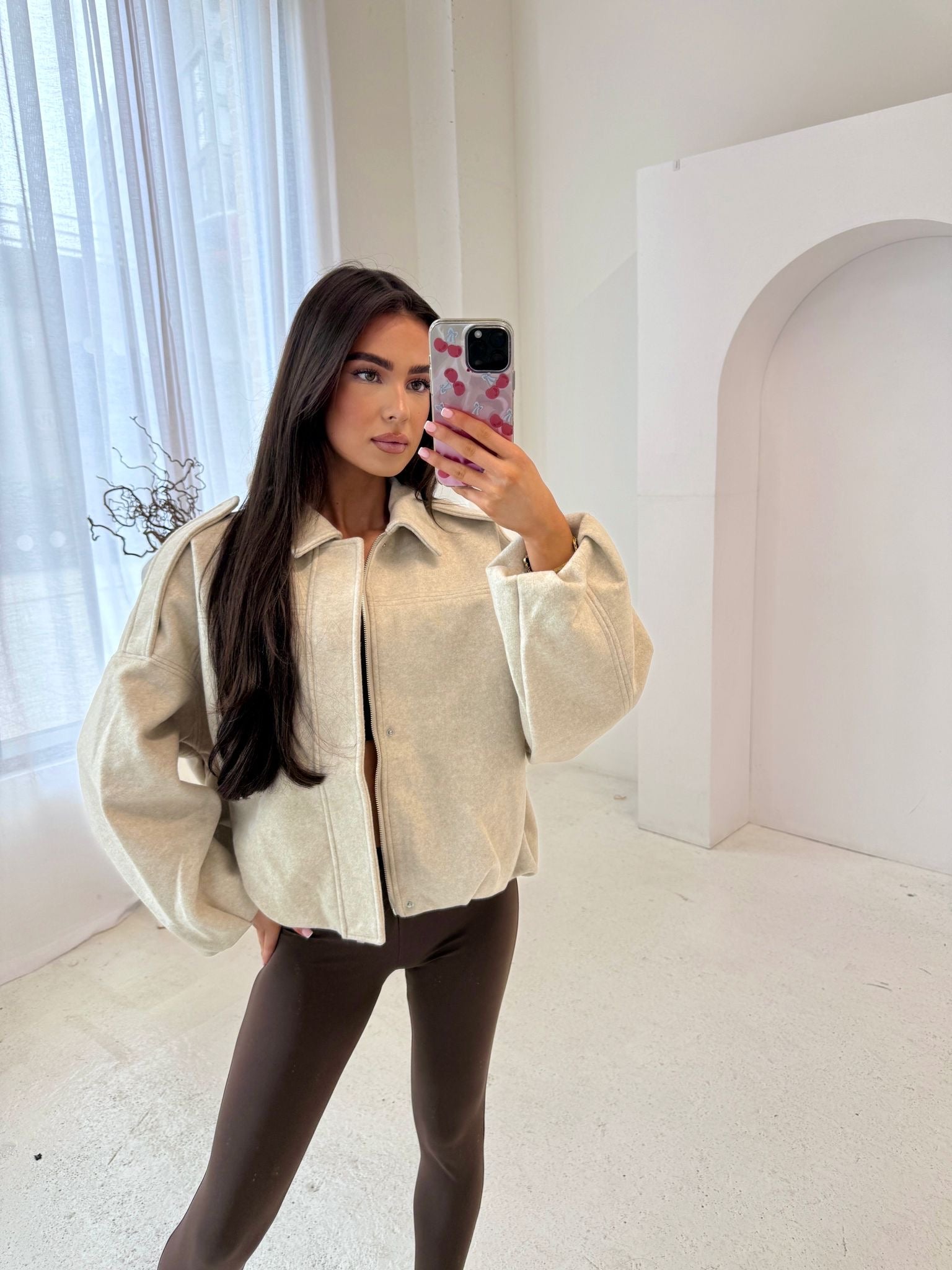 Brush knit jacket - cream