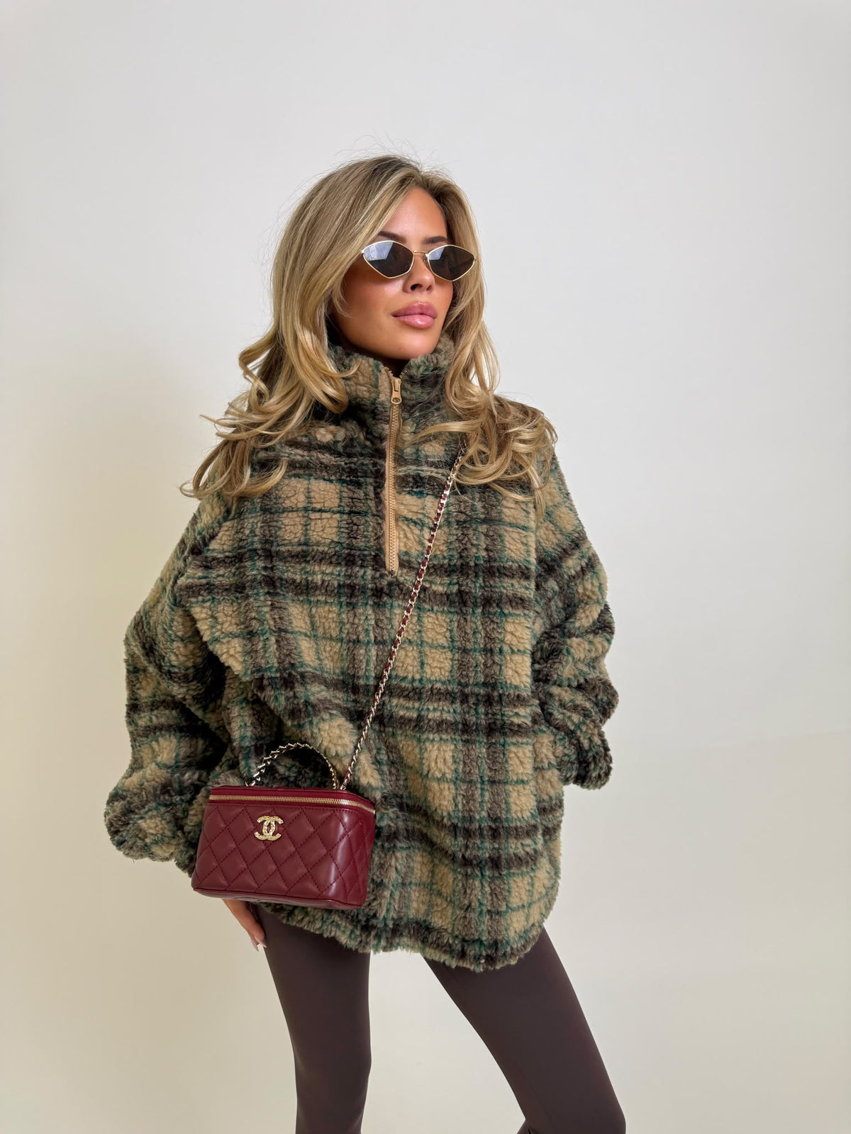 Check fleece - beige