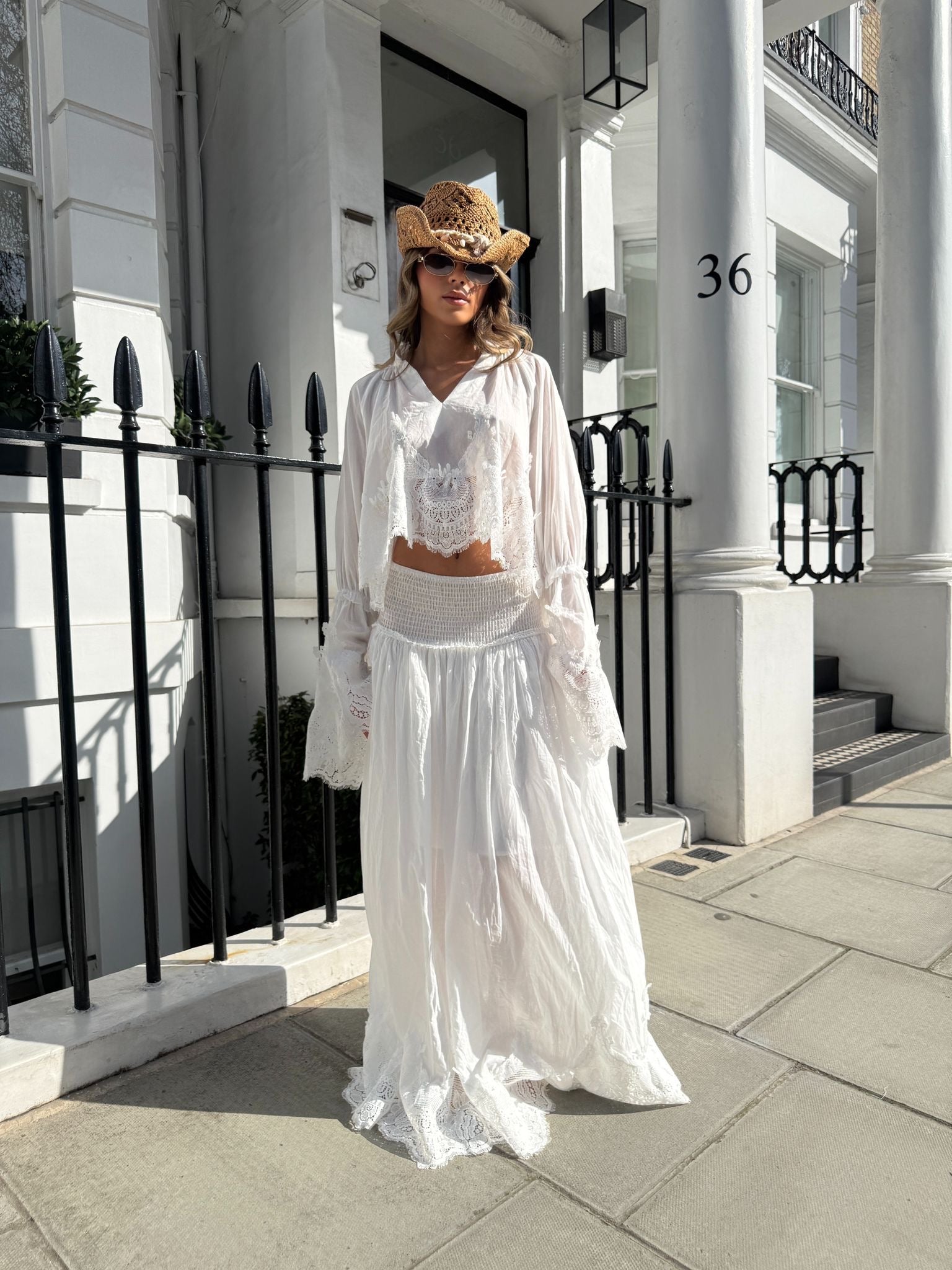 Maria maxi skirt co-ord - white