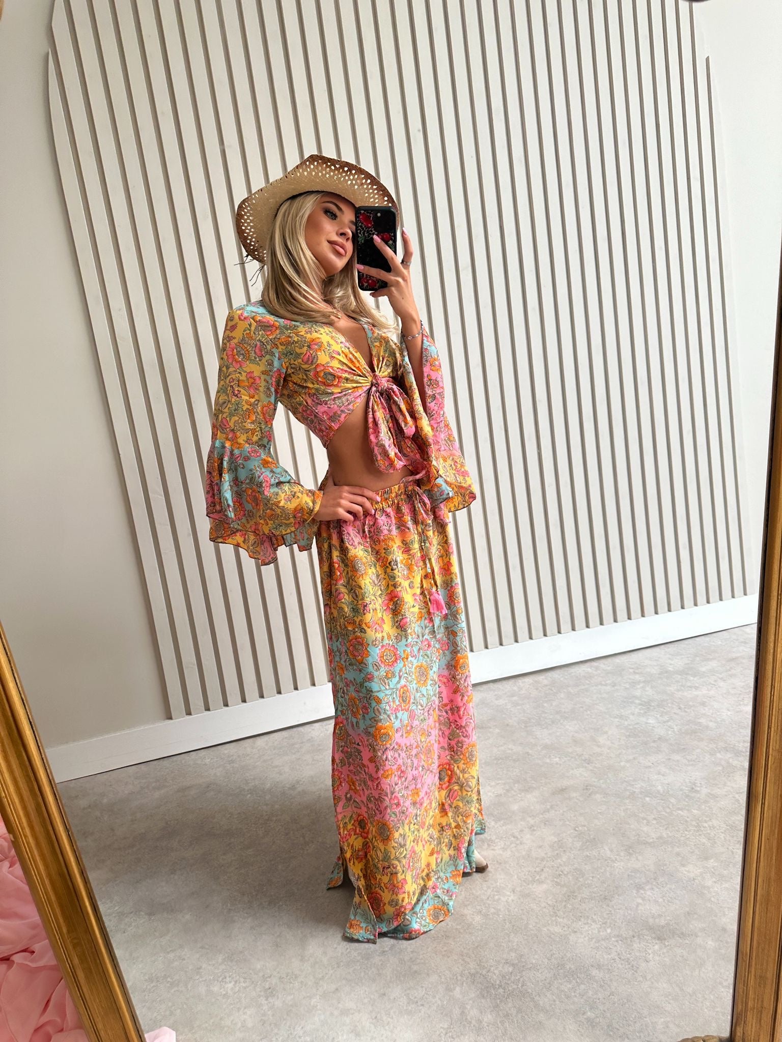 Colourful flower maxi skirt & matching top