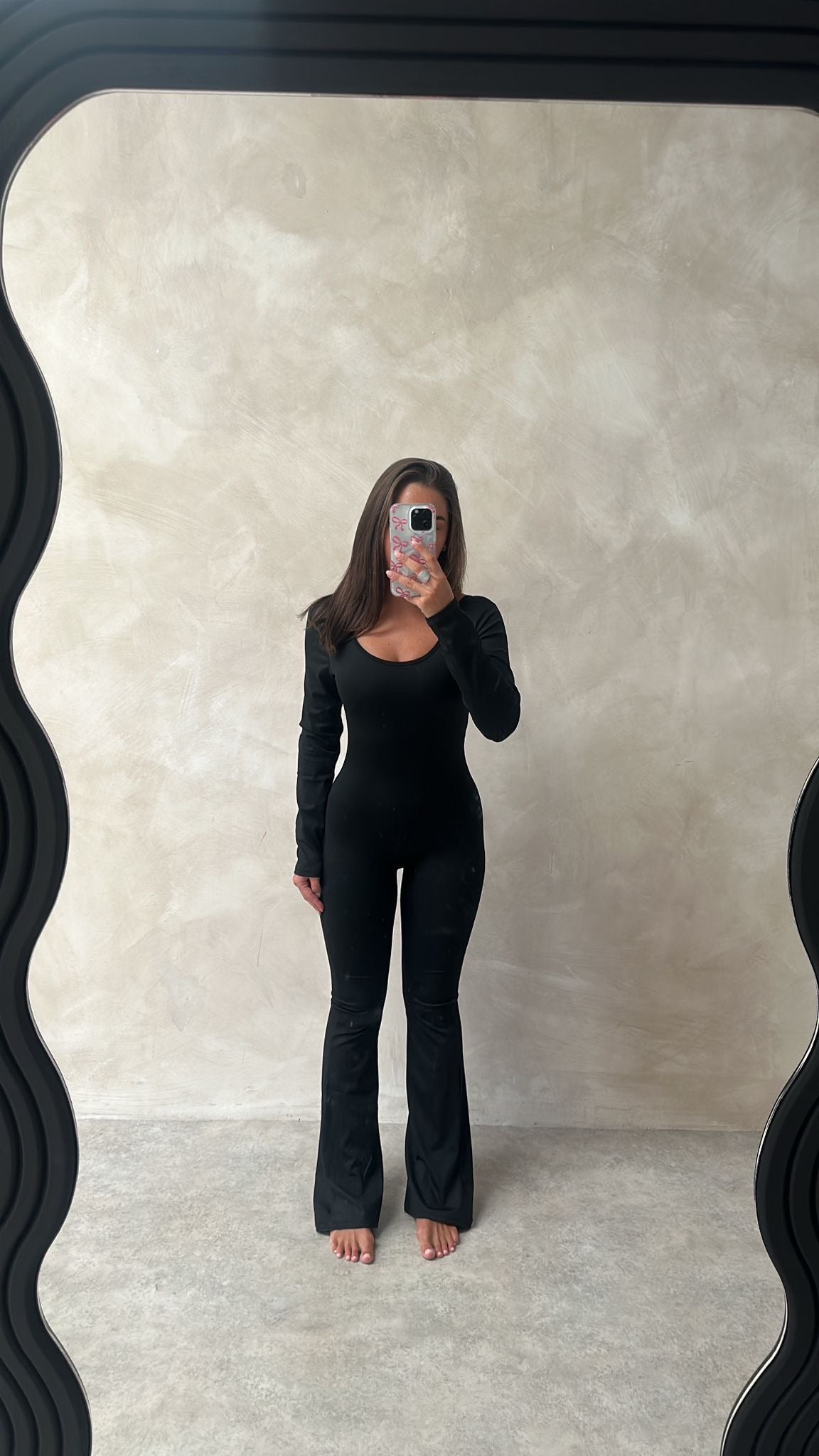 Long sleeve sculpt jumpsuit - black